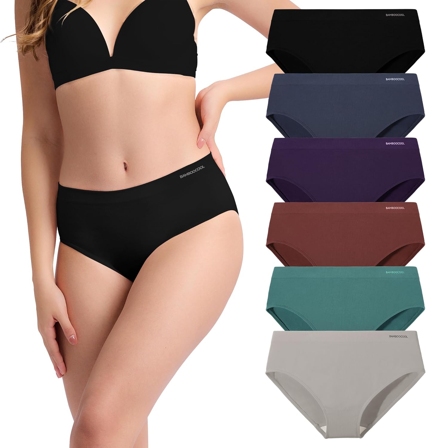 Women's Underwear Bamboo Bikini Panties Moisture-Wicking Hipter Seamless Stretch...