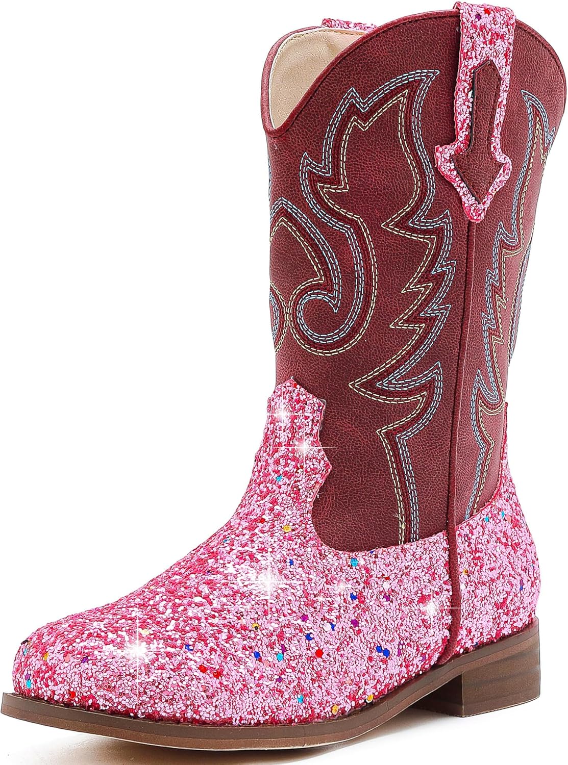 Girls Cowgirl Boots Unisex-Child Mid Calf Glitter Toddler Cowboy Boot Little Big...