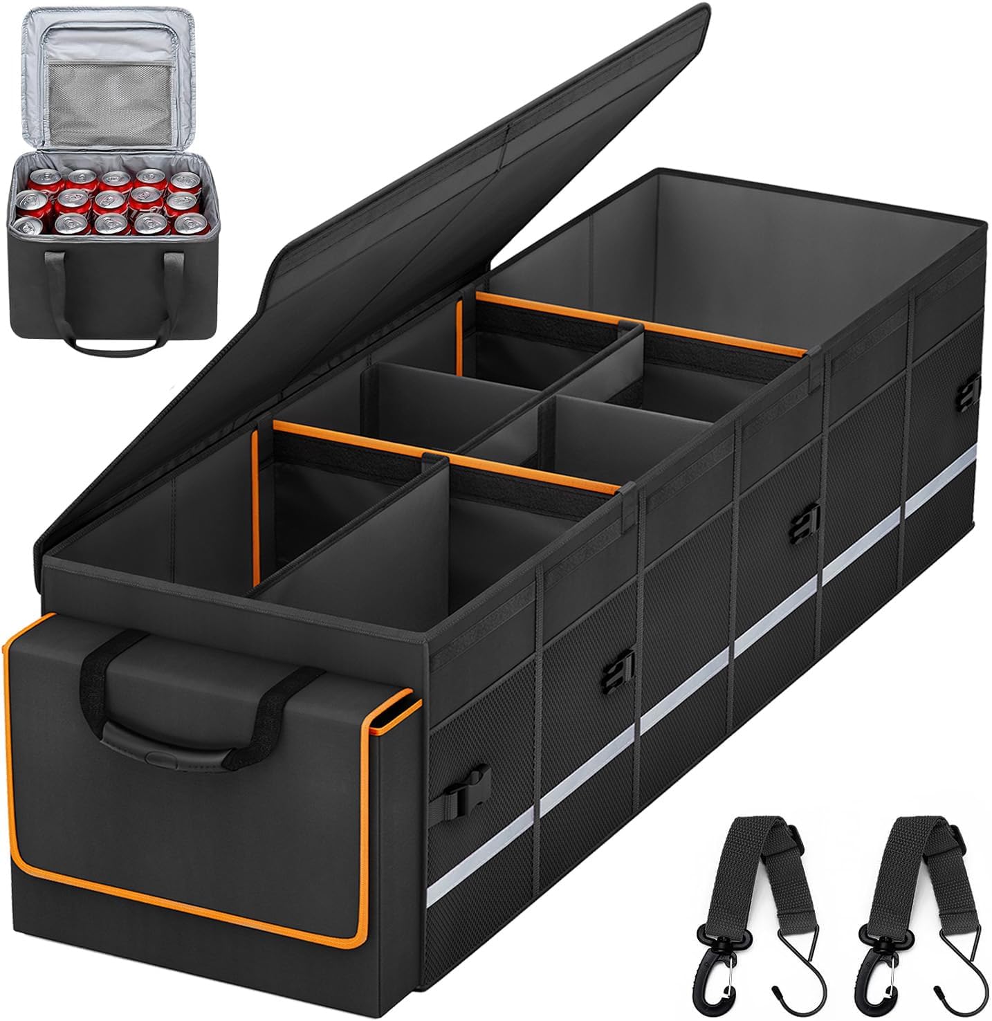 Car Trunk Organizer and Storage with Lid & Removable Leakproof Cooler Bag, Car A...