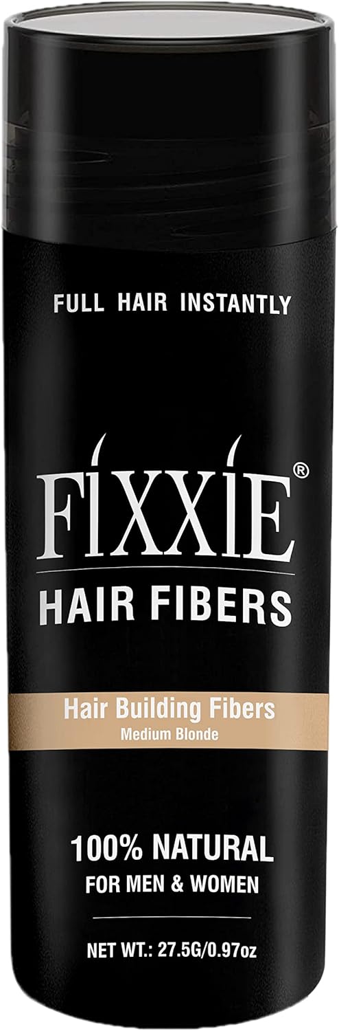 FIXXIE Hair Fibres MEDIUM BLONDE for Thinning Hair 27.5g Bottle, Hair Fibre Conc...