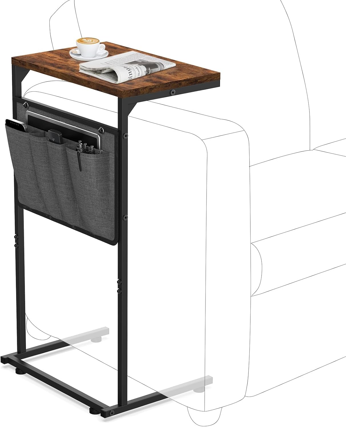 Vantic C Shaped End Table, Small Side Table for Couch and Recliner, Slide Under...