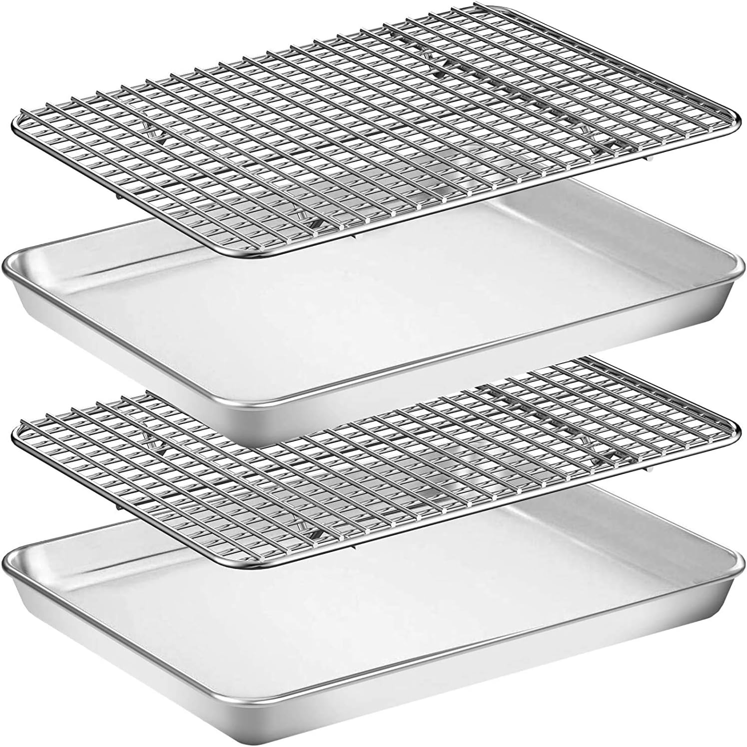 Umiten Baking Sheet & Rack [2 Sheet + 2 Rack], Stainless Steel Cookie Pan with C...