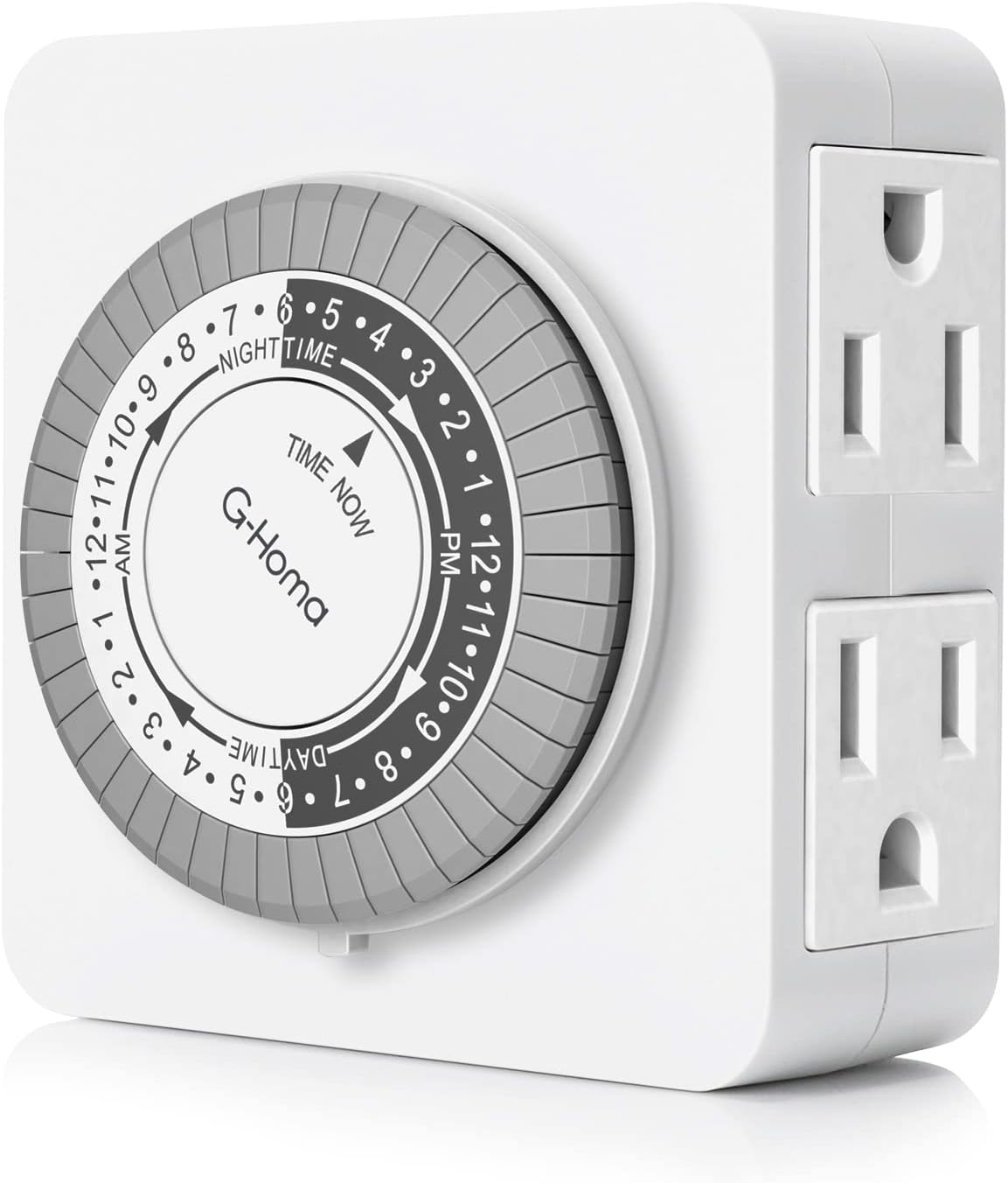G-Homa 24-Hour Mechanical Timer Outlet with 2 Grounded Outlets - For Lamps, Holi...