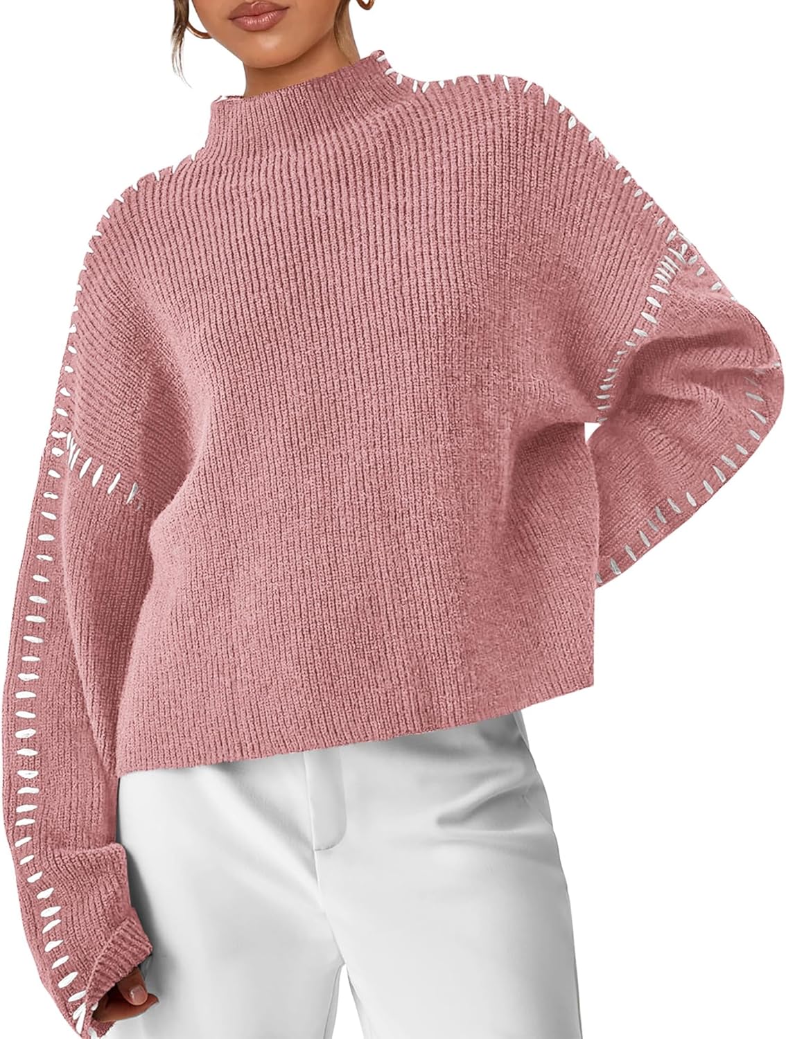 PRETTYGARDEN Women's Chunky Knit Winter Sweaters Casual Long Sleeve Mock Neck Ov...