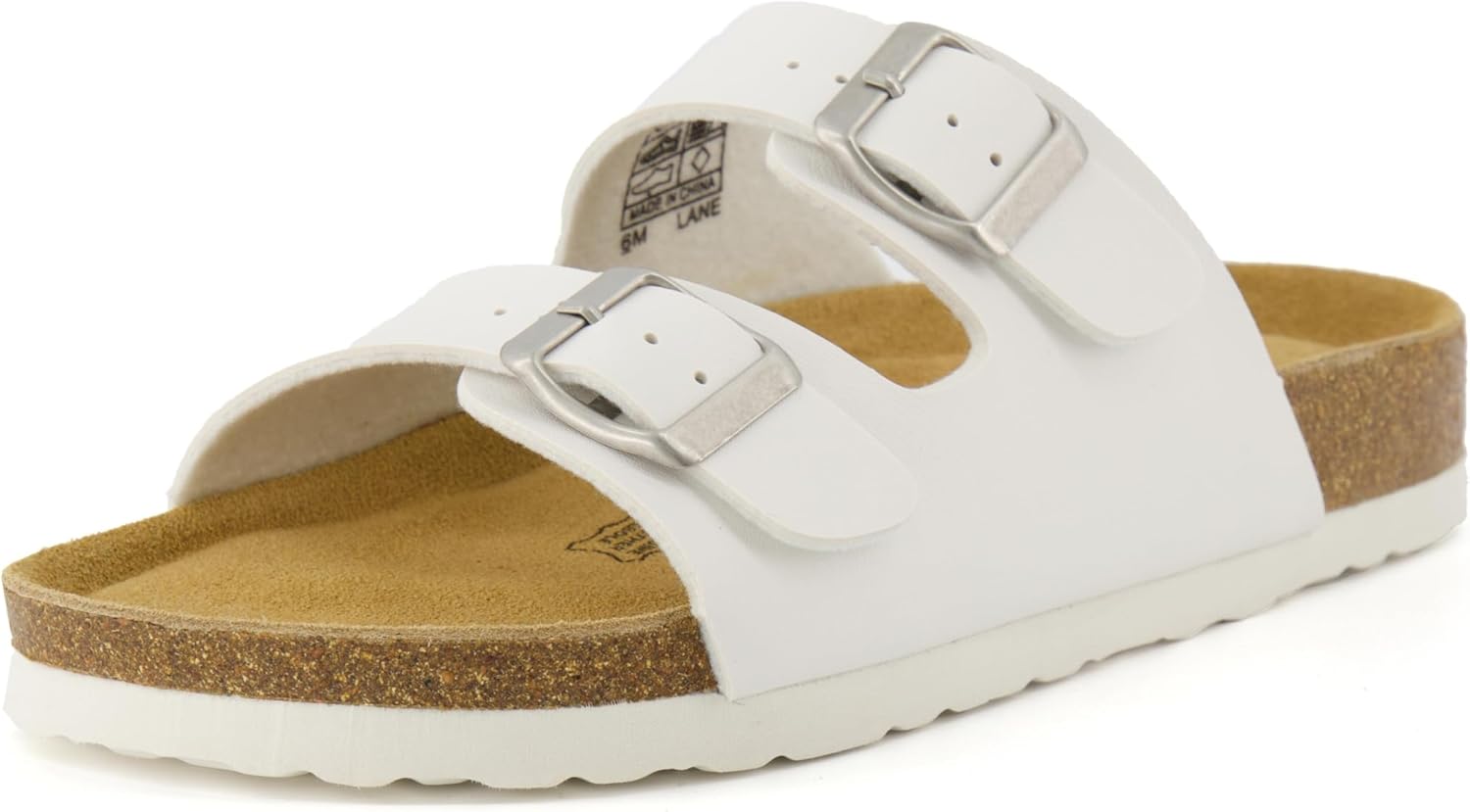 CUSHIONAIRE Women's Lane Cork Footbed Sandal With +Comfort 7.5 White