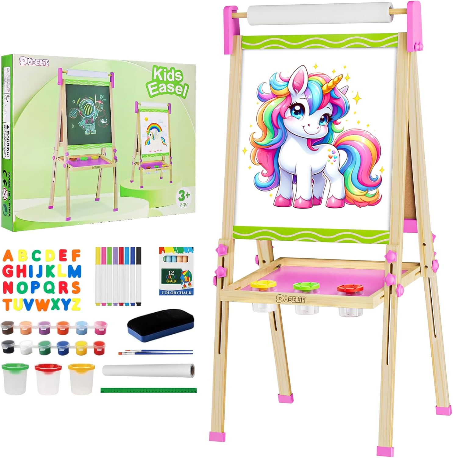 Easel for Kids,Toddler Art Easels for Painting, Stand Kids Easel White Board Dry...
