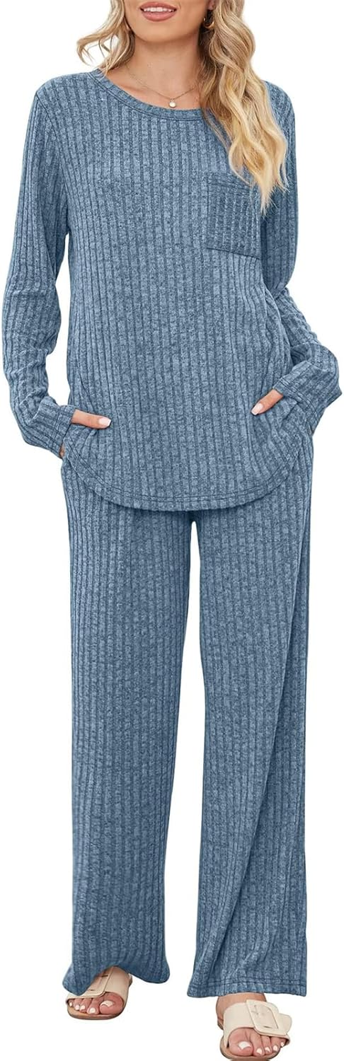 SotRong Ribbed Lounge Wear Sets for Women Uk Casual Two Piece Outfits Winter Aut...