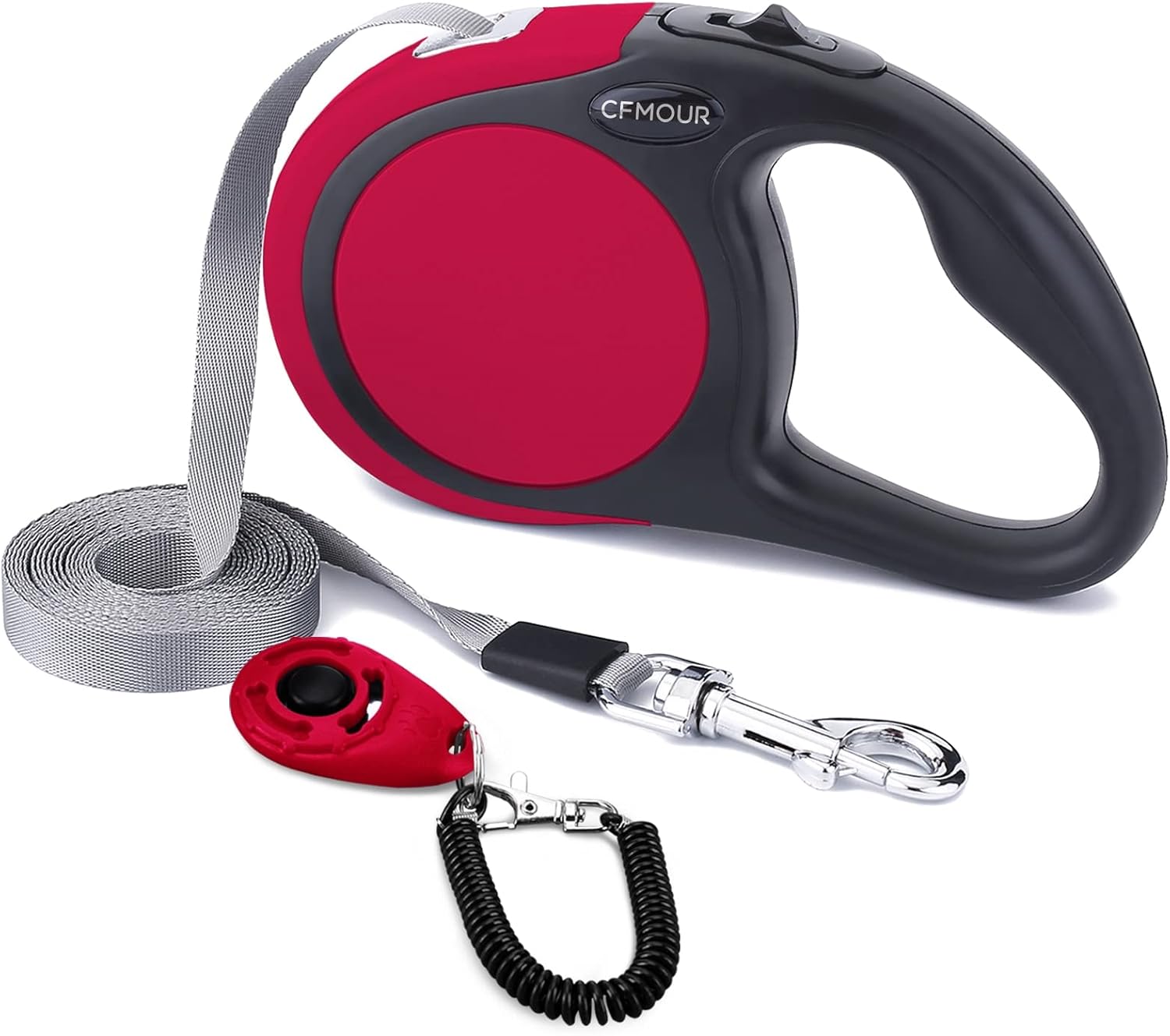 CFMOUR Retractable Dog Lead, 5m/50kg Red Heavy-Duty Extendable Dog Leads for Med...
