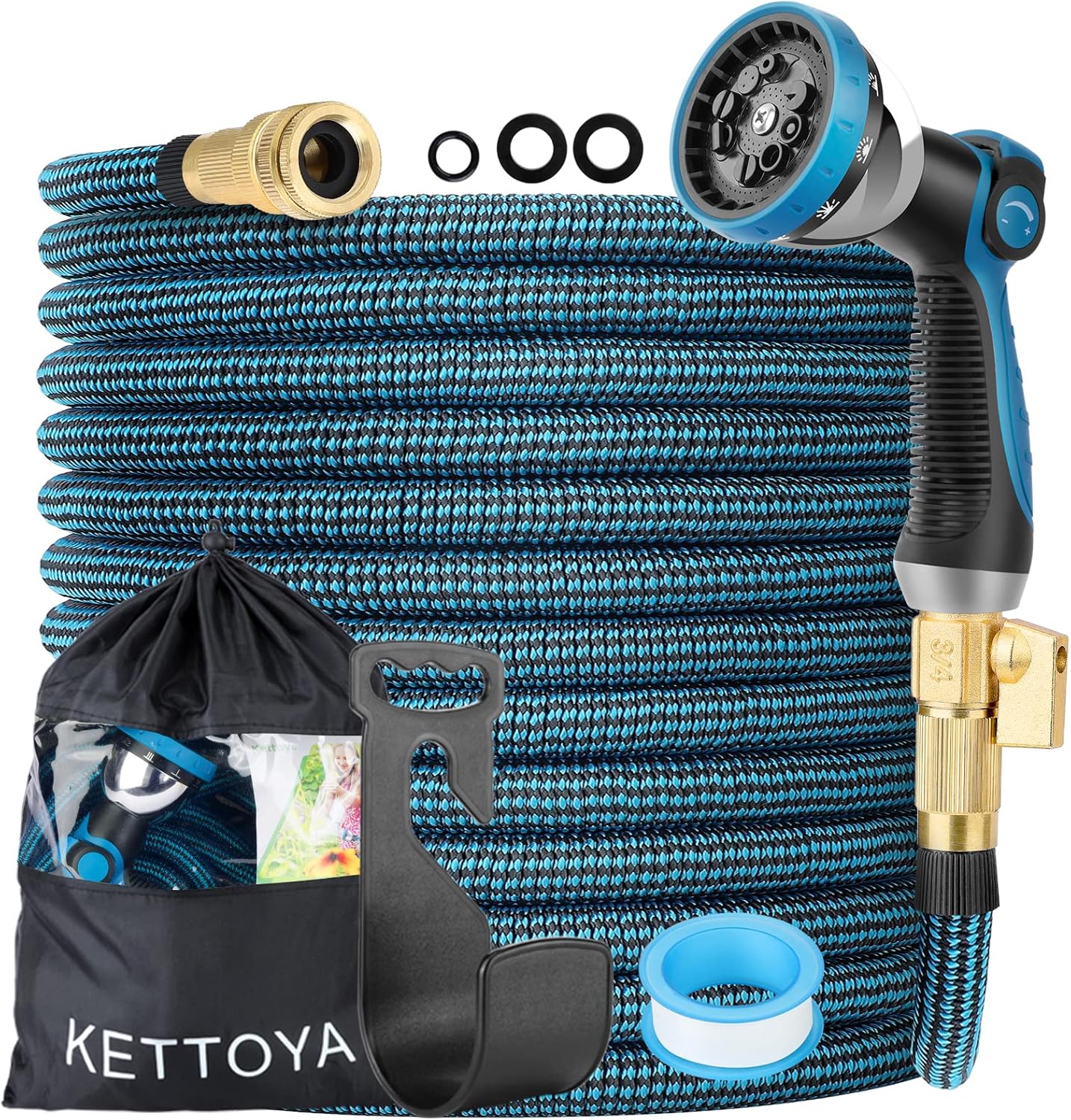 KETTOYA 150FT Expandable Garden Hose, Flexible Water Hose with 10-Pattern Spray...
