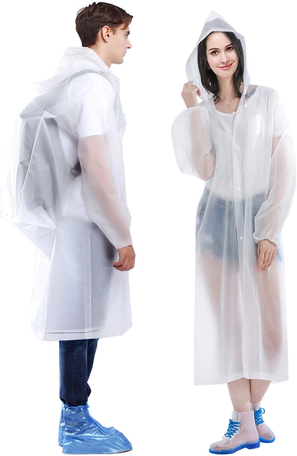HLKZONE Raincoat, [2 Pack] Reusable Rain Ponchos Portable EVA Rain Coats Packabl...