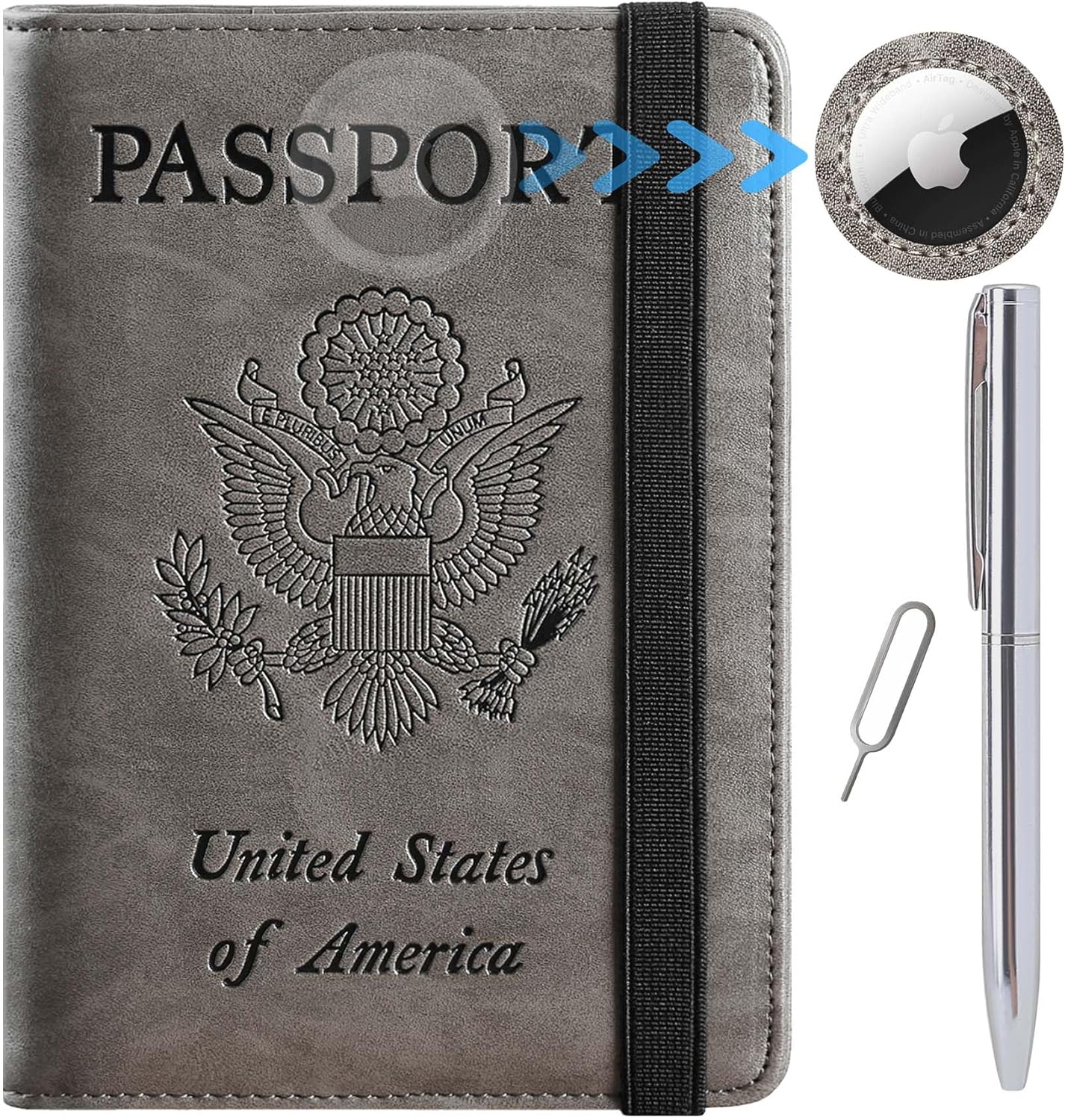 Airtag Passport Holder Cover Wallet Travel Essentials RFID Blocking Leather Card...