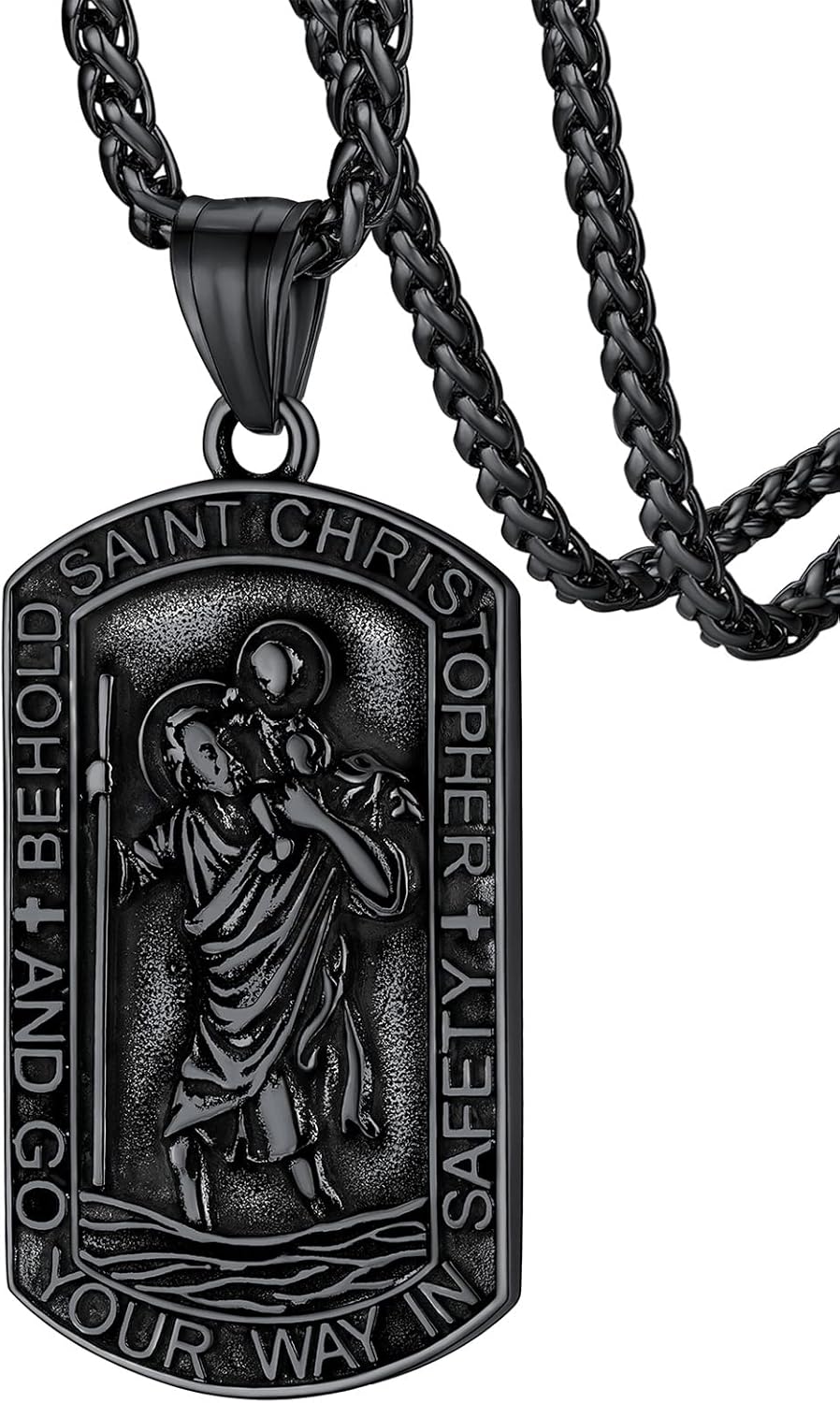 FaithHeart St Christopher Necklace for Men, Personalised Saint Christopher Penda...