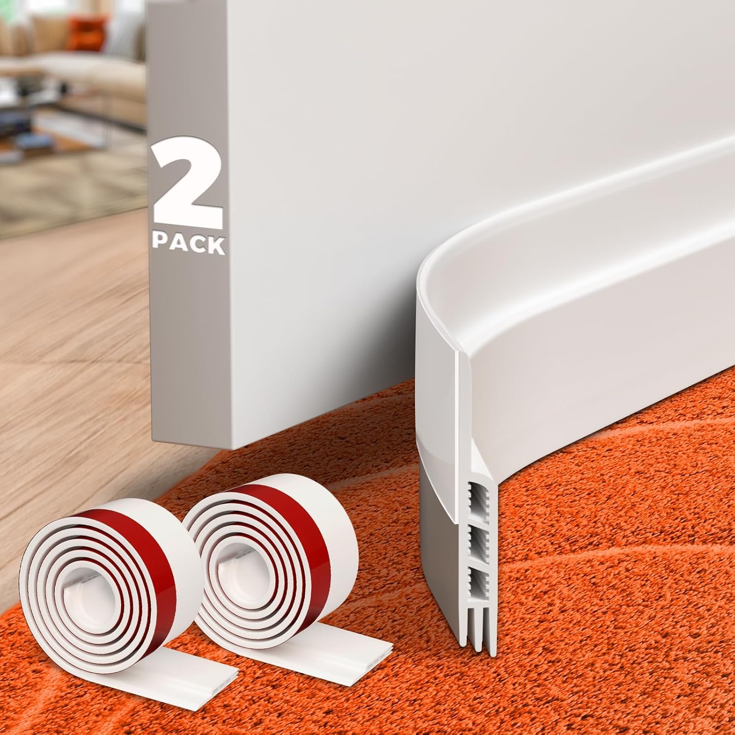 Holikme 2 Pack Door Draft Stopper Under Door Draft Blocker Insulator Door Sweep...