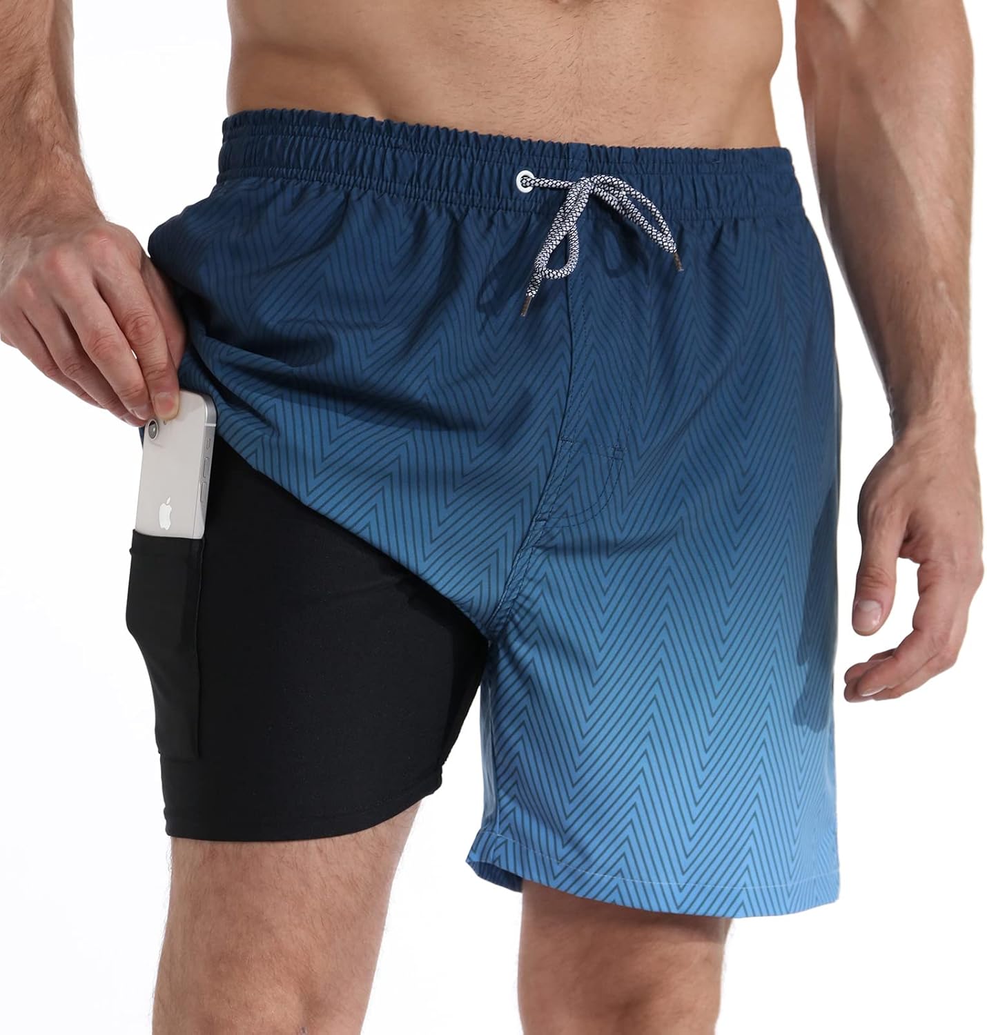 zeetoo Mens Swim Trunks with Compression Liner 5.5" Inseam Swim Shorts Quick Dry...