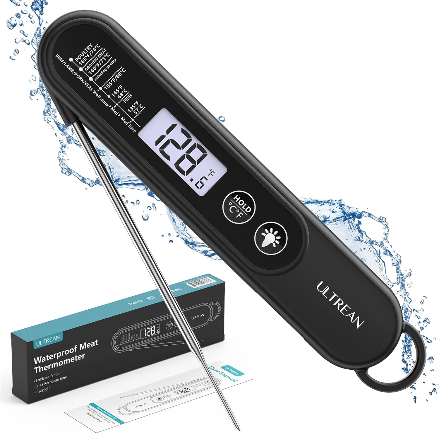 Ultrean Digital Meat Thermometer for Cooking,Ultra-Fast Instant Read Food Thermo...
