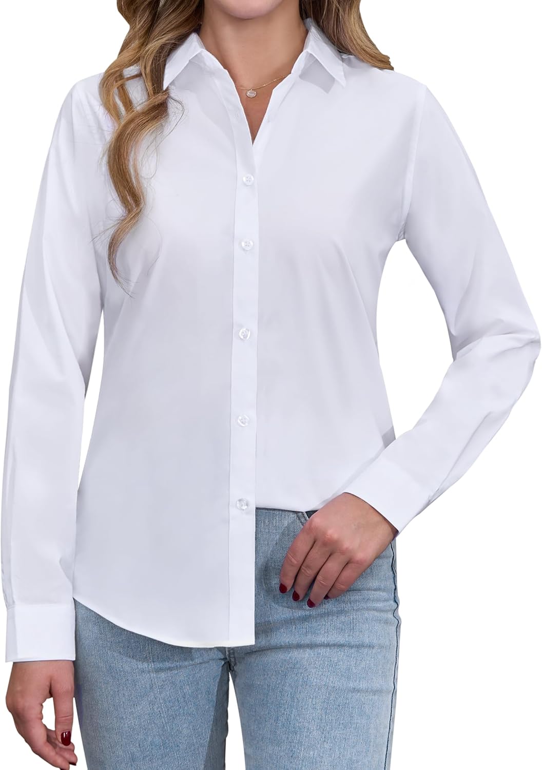 siliteelon Womens Shirts Long Sleeve Stretch Shirts for Women Regular Fit Dress...