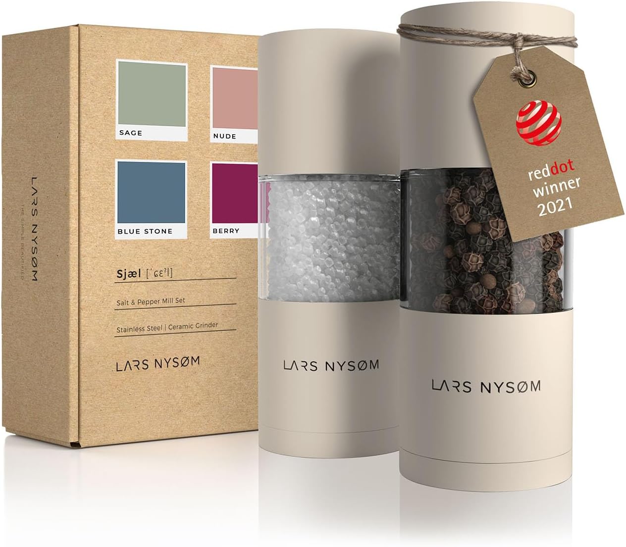 LARS NYSØM Salt and Pepper Grinder Set I Salt and Pepper Mills with Adjustable C...