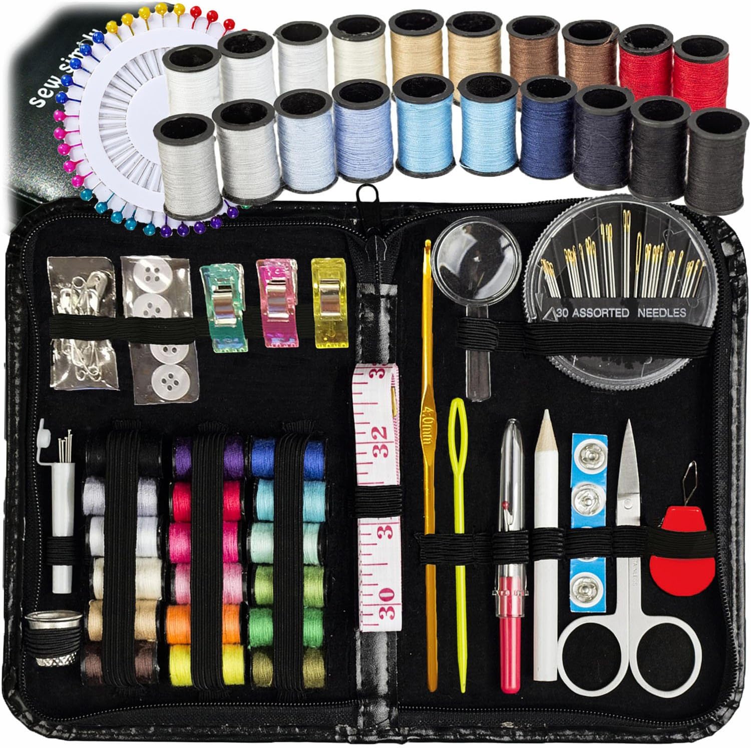 ARTIKA Sewing Kit for Adults and Kids (111 PCS) - Small Beginner Set w/Multicolo...