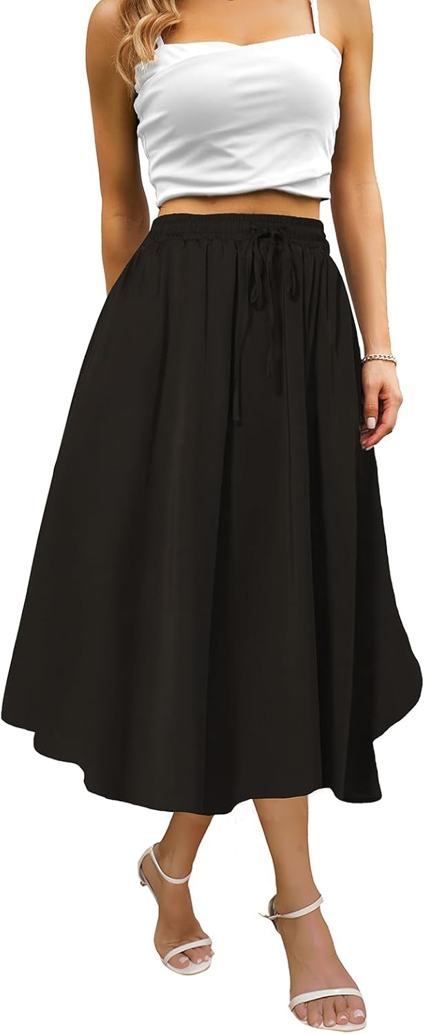 Maxi Skirts for Women with Pockets Long Midi Length Casual Skirt for Beach Party...