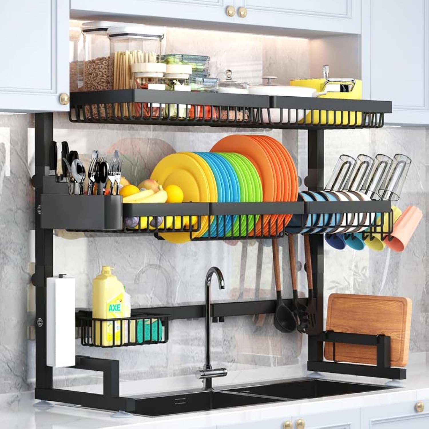 ADBIU Over The Sink Dish Drying Rack (Expandable Height and Length) Snap-On Desi...