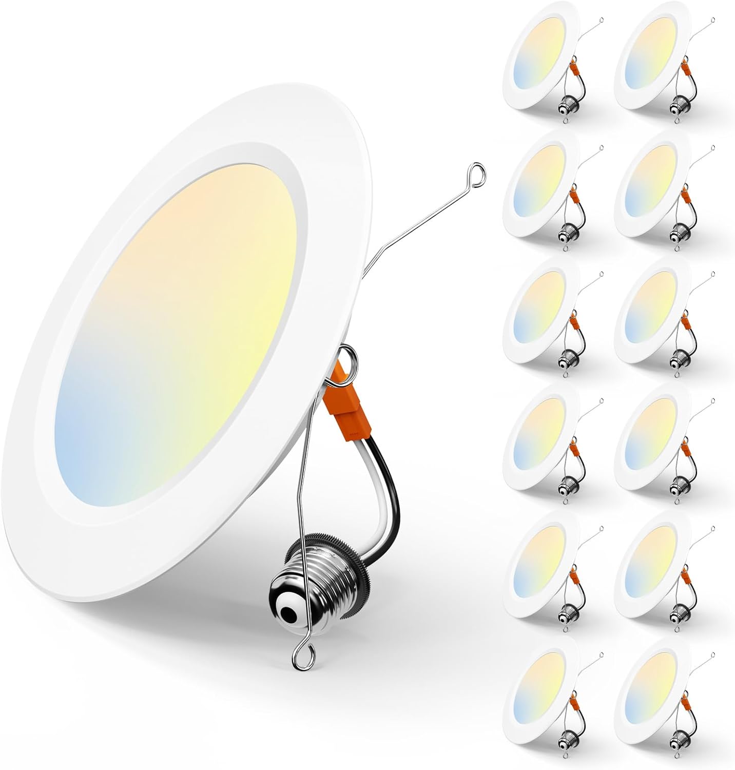 Amico 5/6 Inch 5CCT LED Recessed Lighting 12 Pack, 1050LM Flat Can Lights, Dimma...