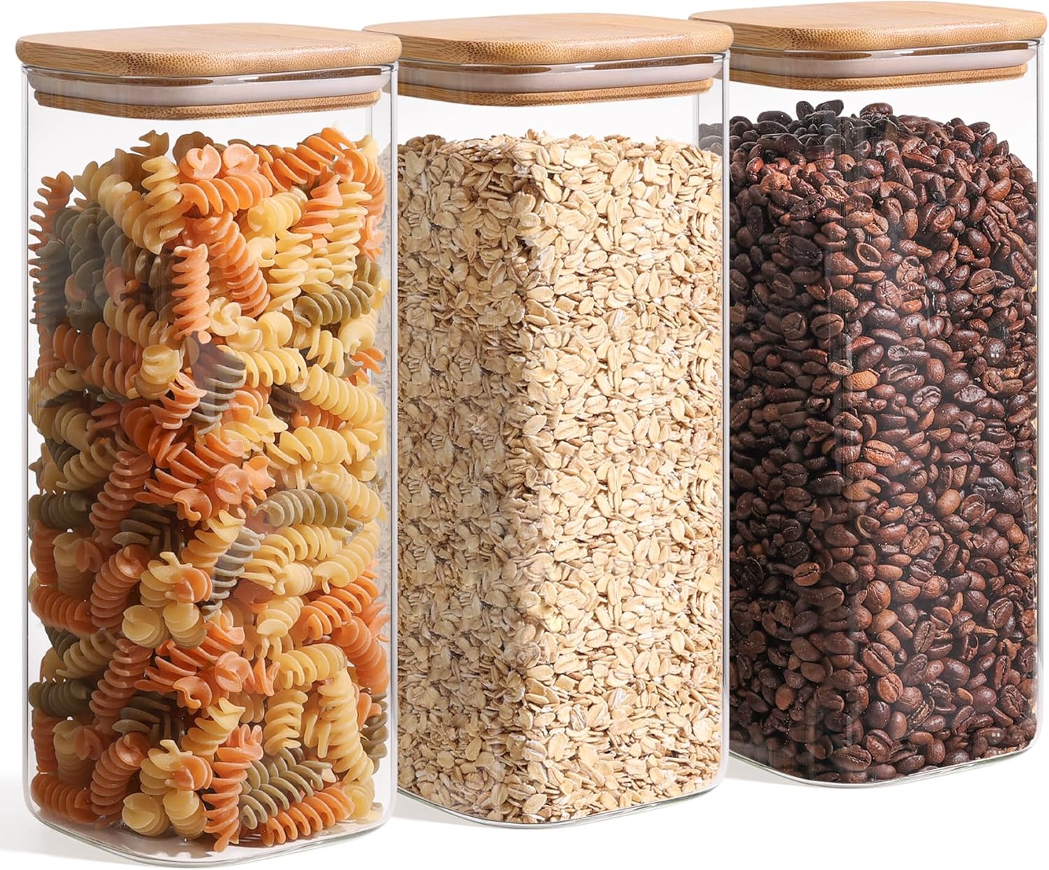 ComSaf 61oz Glass Storage Containers with Lids, Glass Jars with Bamboo Lids, Cle...
