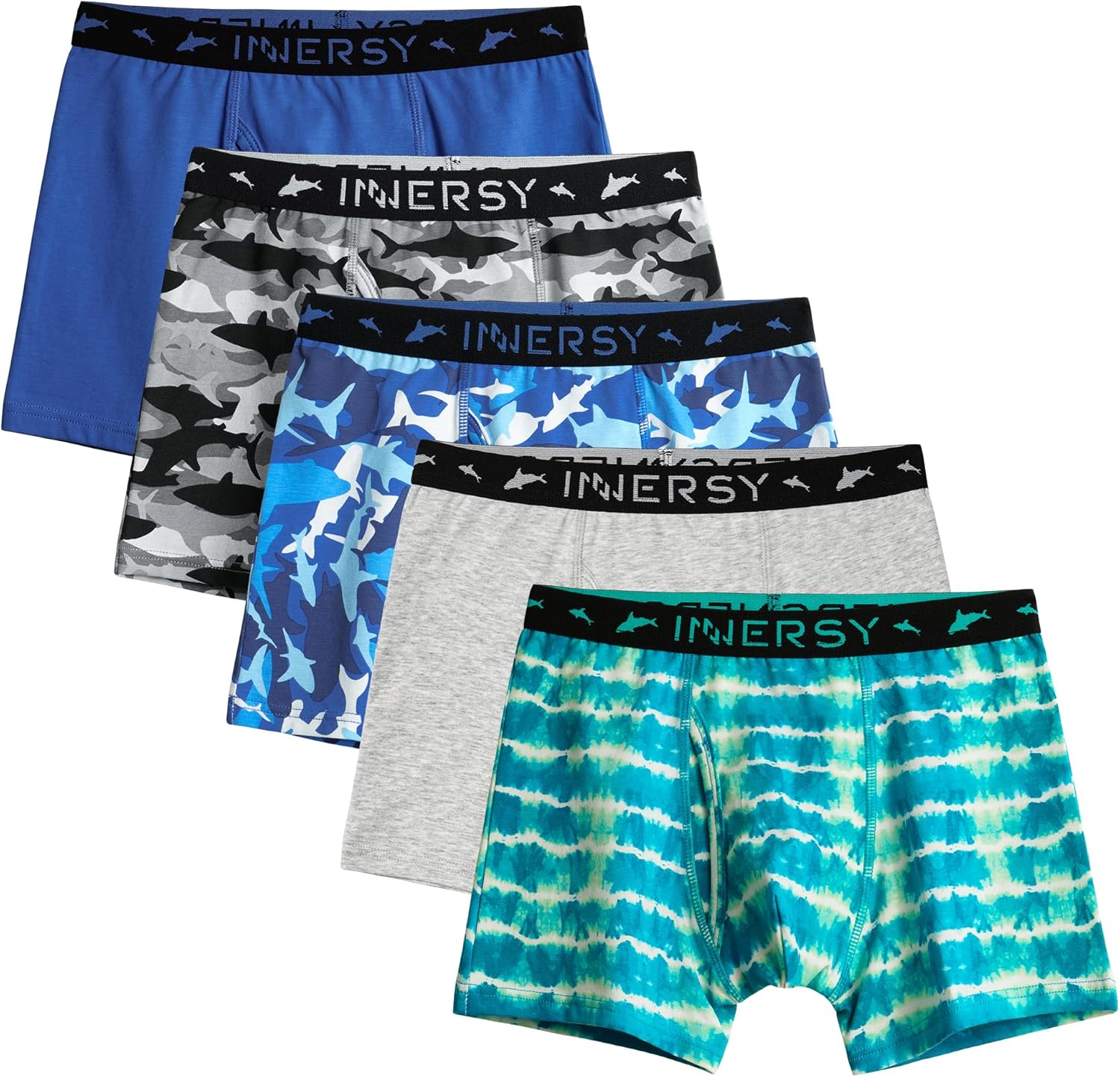 INNERSY Boys Underwear Cotton Boxers Shorts Multipack Underpants with Fly 6-18 Y...