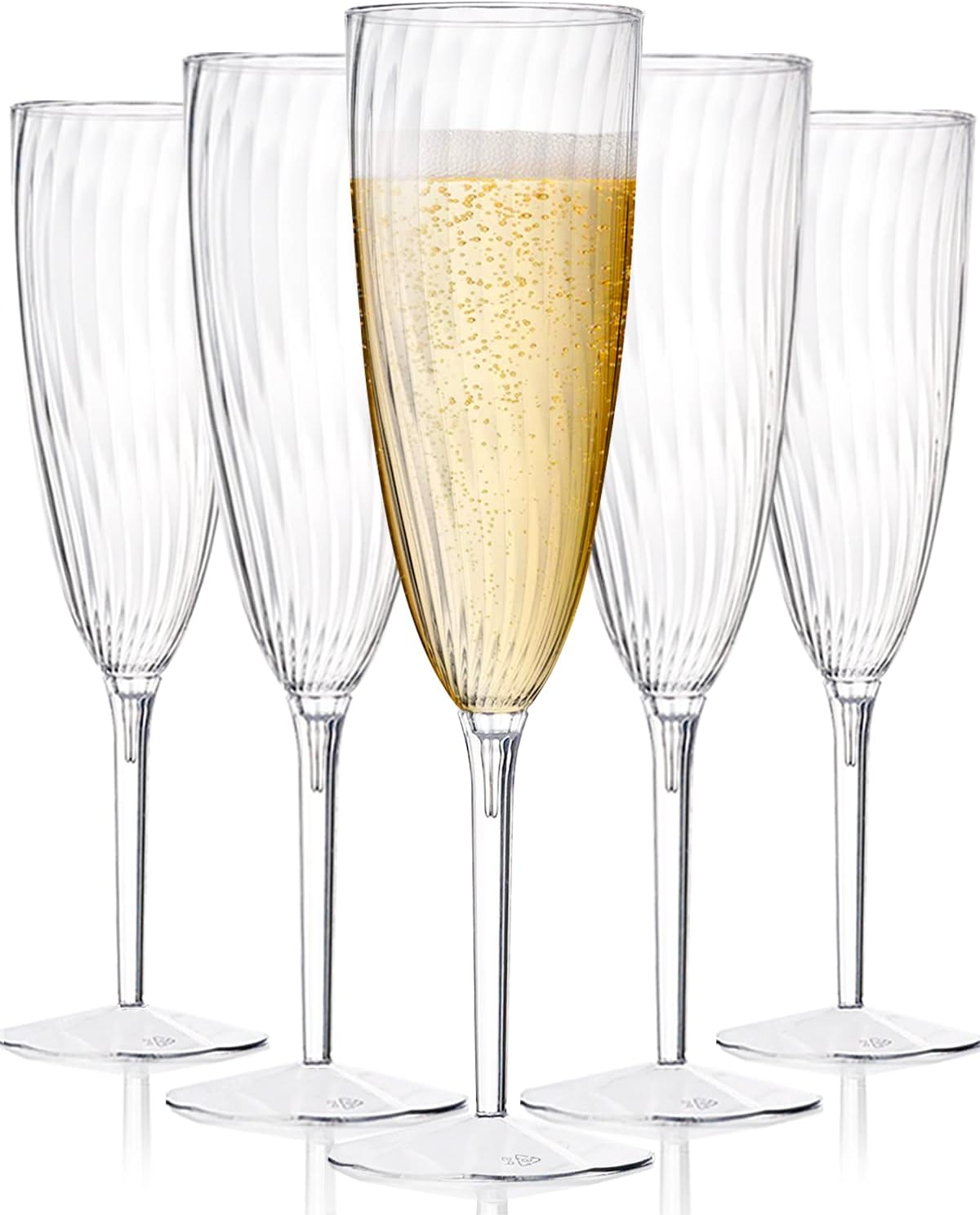 6 Oz Clear Plastic Champagne Glasses 16 Pack, Hard Disposable Plastic Champagne...
