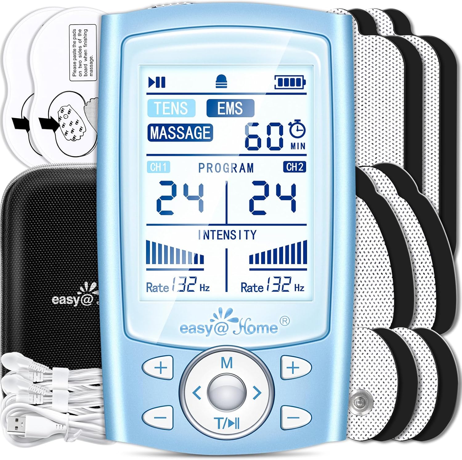 Easy@Home Tens Machine EMS: TENS Machine for Pain Relief Muscle Stimulator for B...