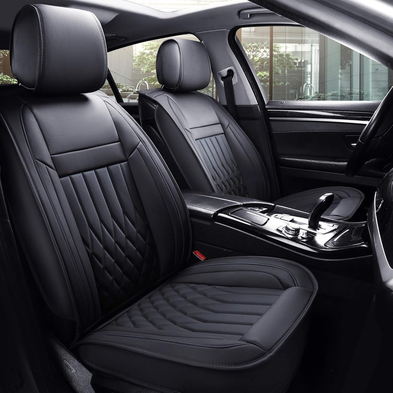 Aierxuan 5pcs Car Seat Covers Full Set with Waterproof Leather,Airbag Compatible...