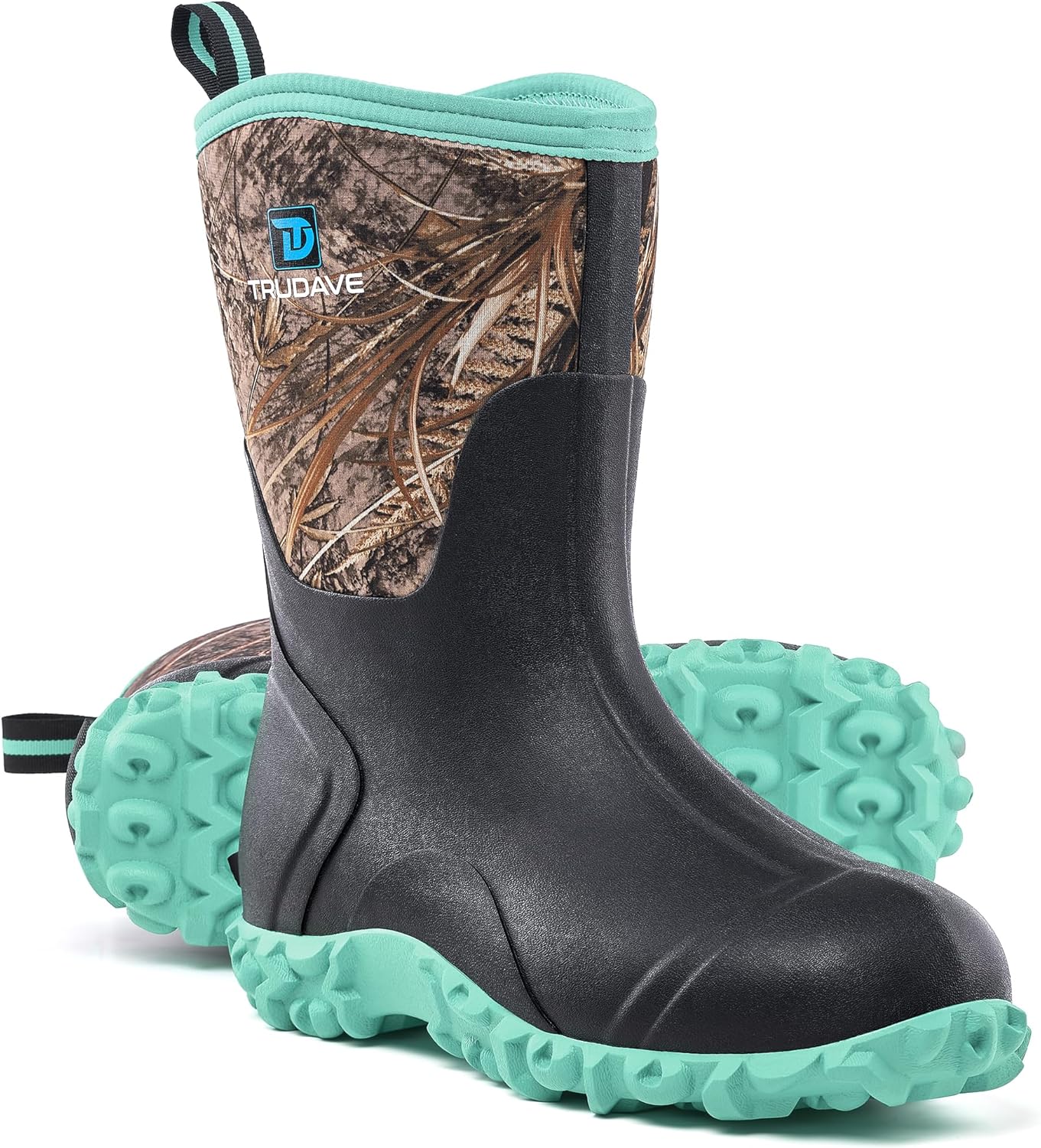Rubber Boots for Women with Steel Shank, 6mm Neoprene Mid Calf Rain Boots, Water...