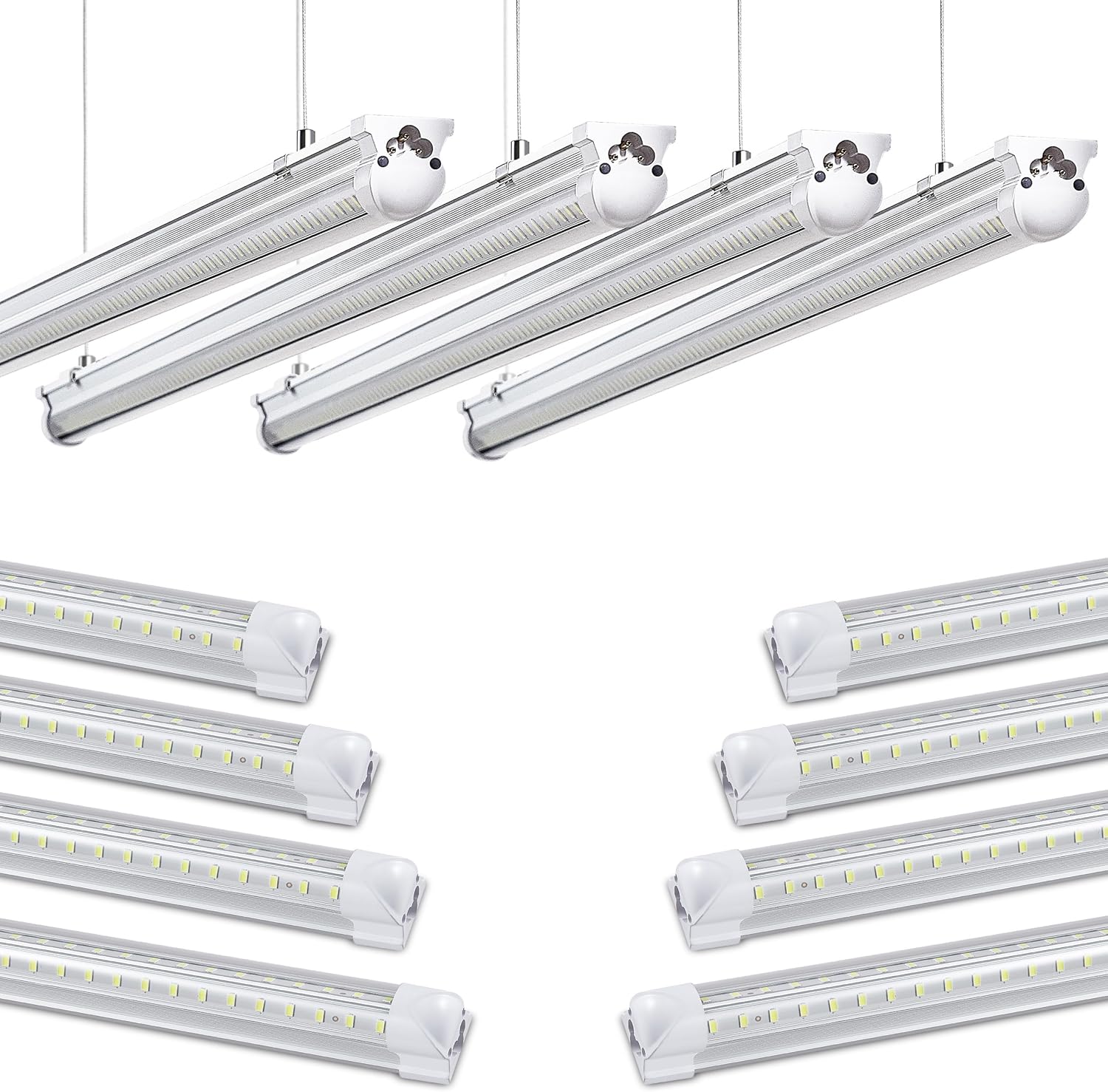 8Pack 4FT LED Shop Light Garage Lights,50W 5000K/Daylight White 7550LM,Hanging/S...