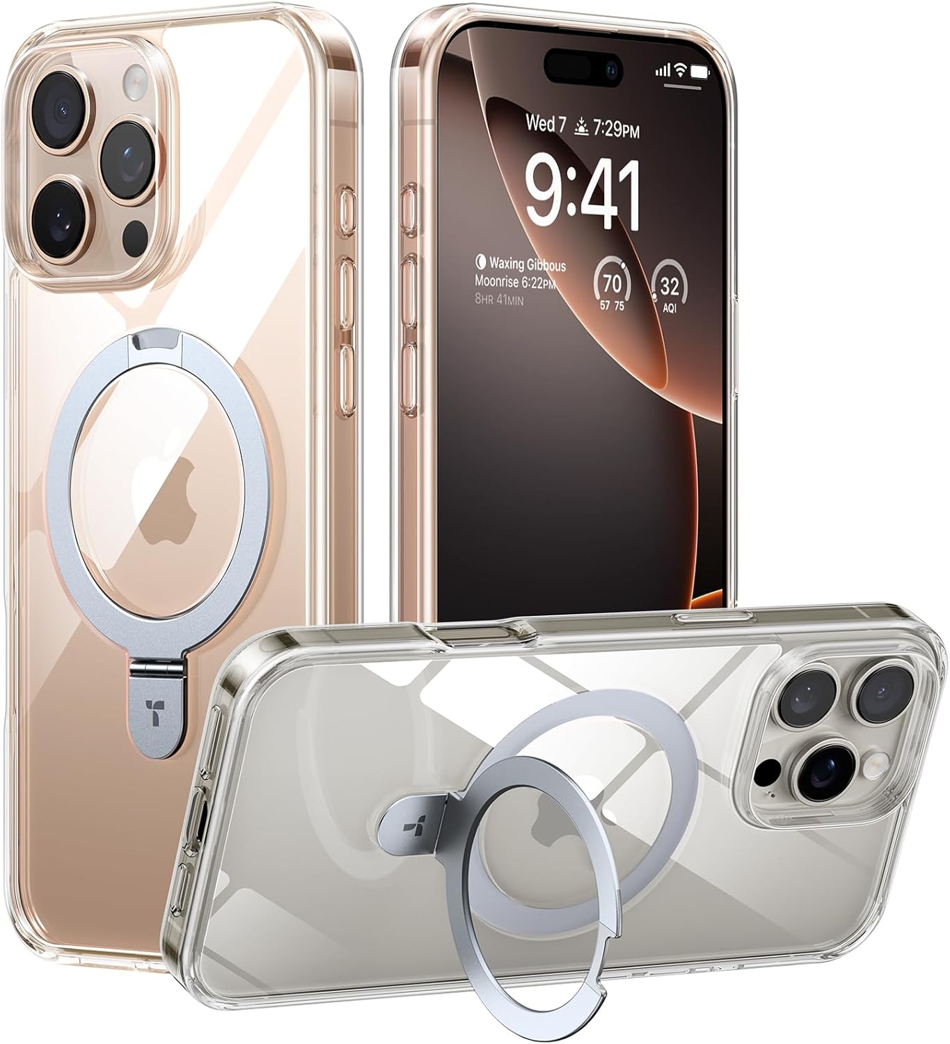 TORRAS for iPhone 16 Pro Max Case Clear with Stand, [Fit for MagSafe][Shockproof...