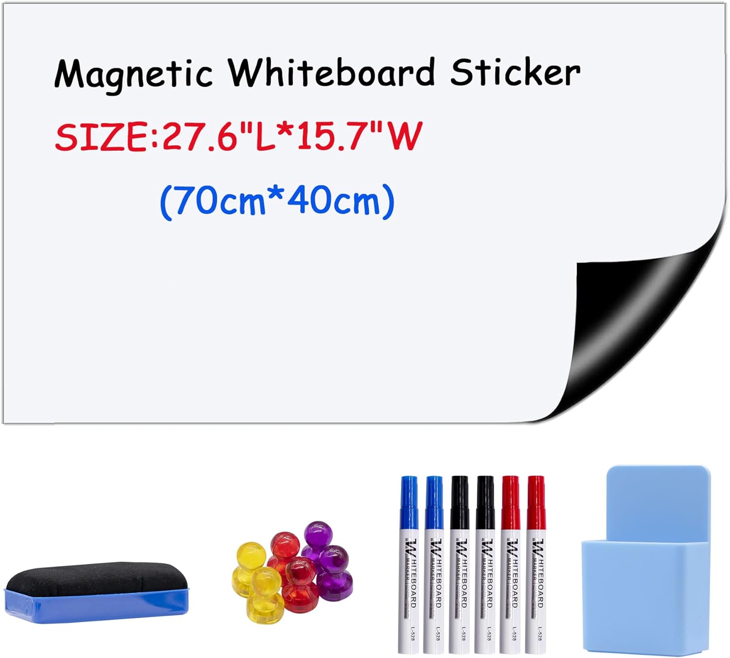 Ezigoo Magnetic Whiteboard Paper, 40 * 70cm Magnetic White Boards for Walls, Sel...