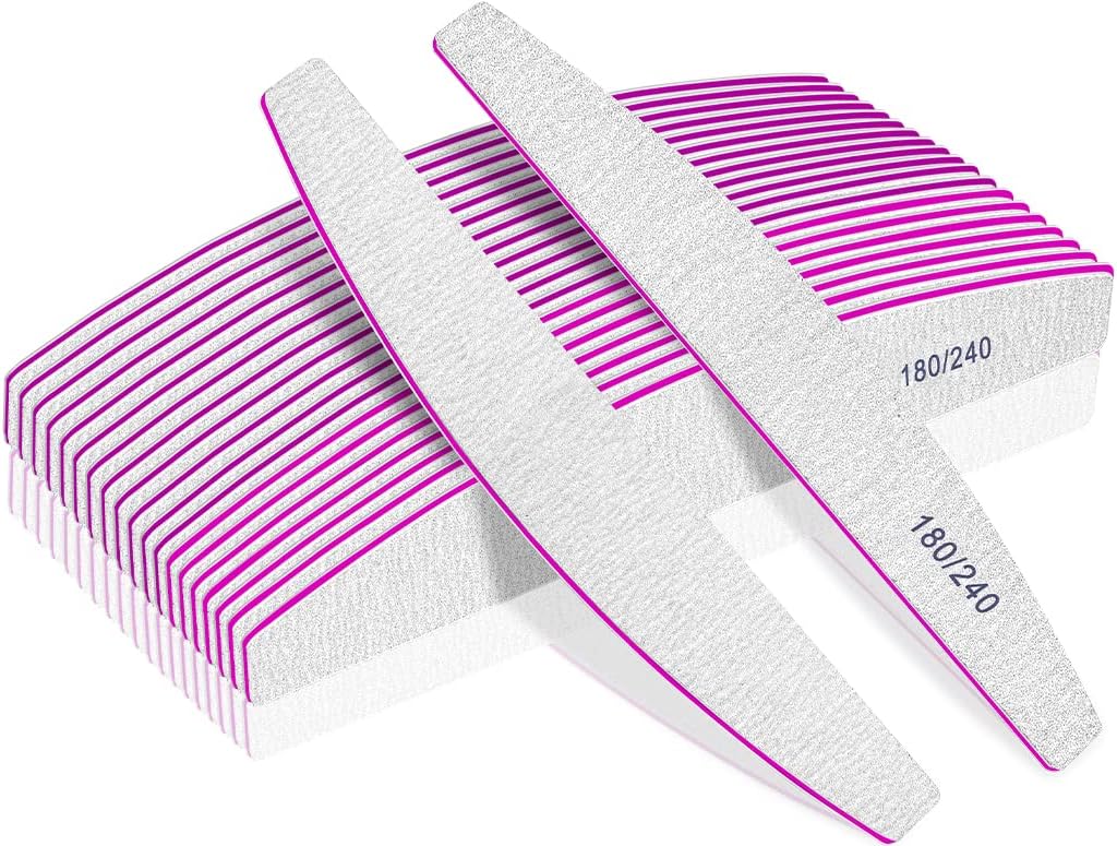 Professional Nail Files, Double Sided Emery Board for Nails 180/240 Grit, Coarse...