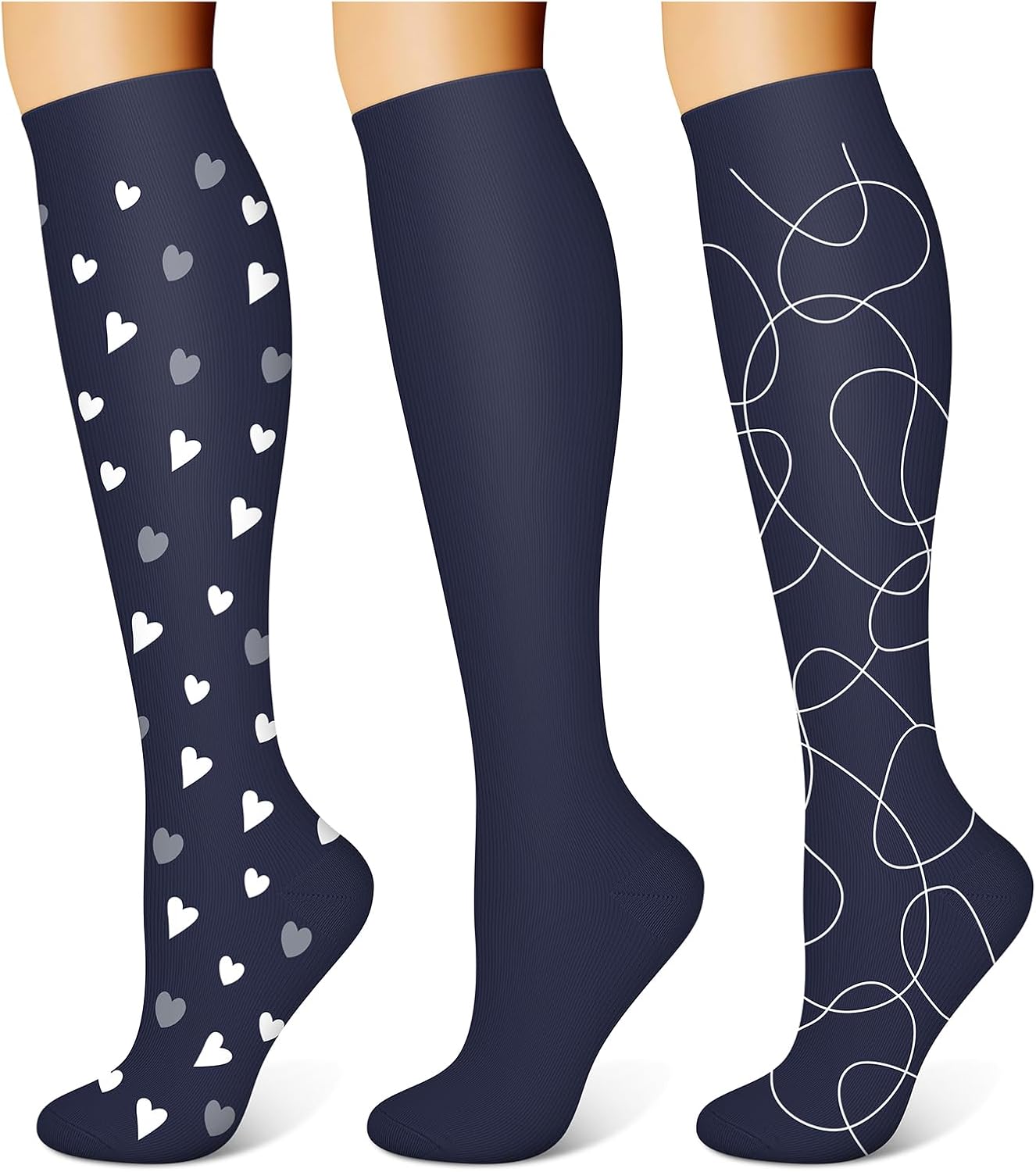 WITHYOU 3 Pairs Compression Socks for Women & Men 15-20 mmHg,Best Support for Nu...