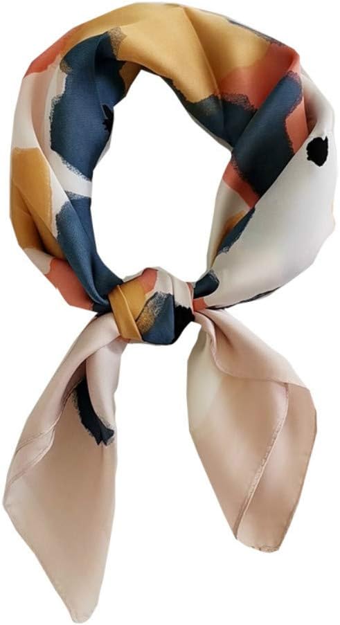FONYVE Silk Feeling Scarf Medium Square Satin Head Scarf for Women 27.5 × 27.5 i...