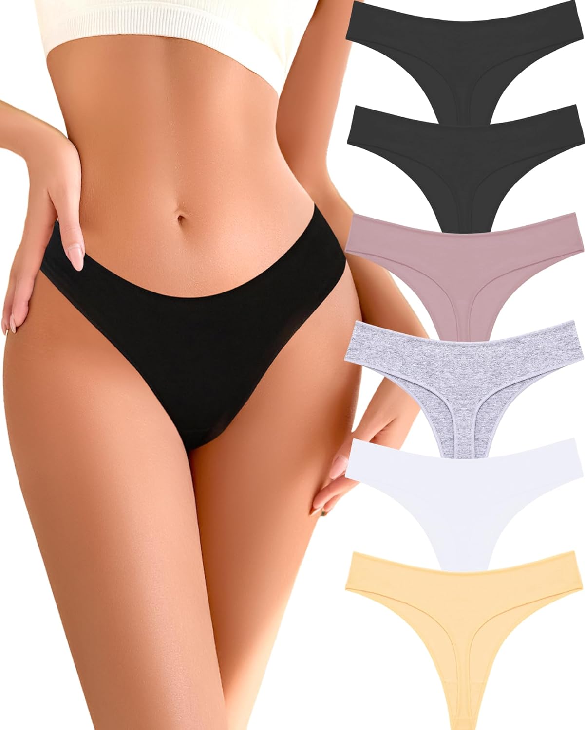 Cotton Underwear for Women Pack Breathable Thongs for Women Sexy Stretch Soft Wo...