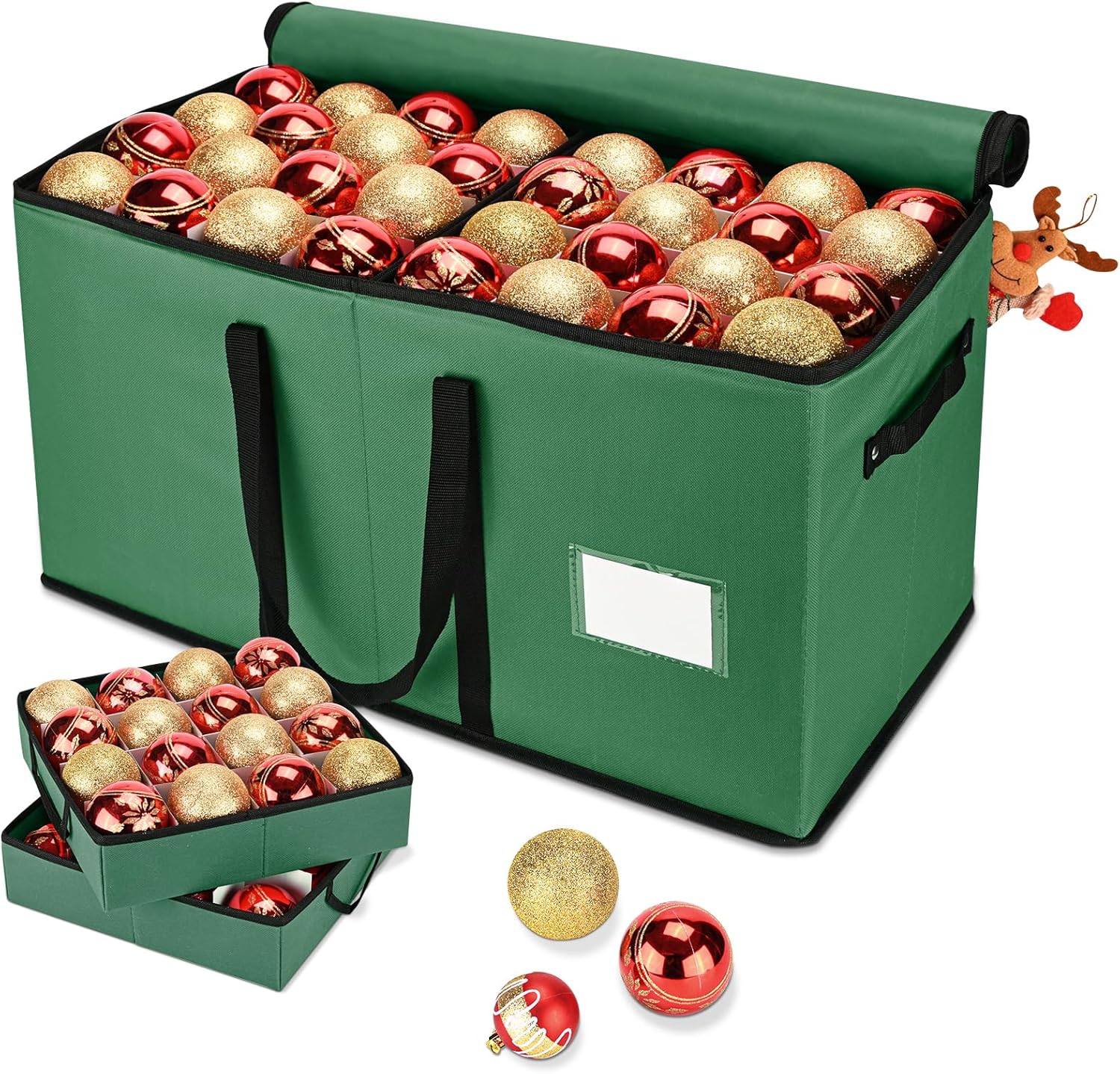 Christmas Ornament Storage Box, Ornament Storage Organizer Fits 128 of 3 inch Or...
