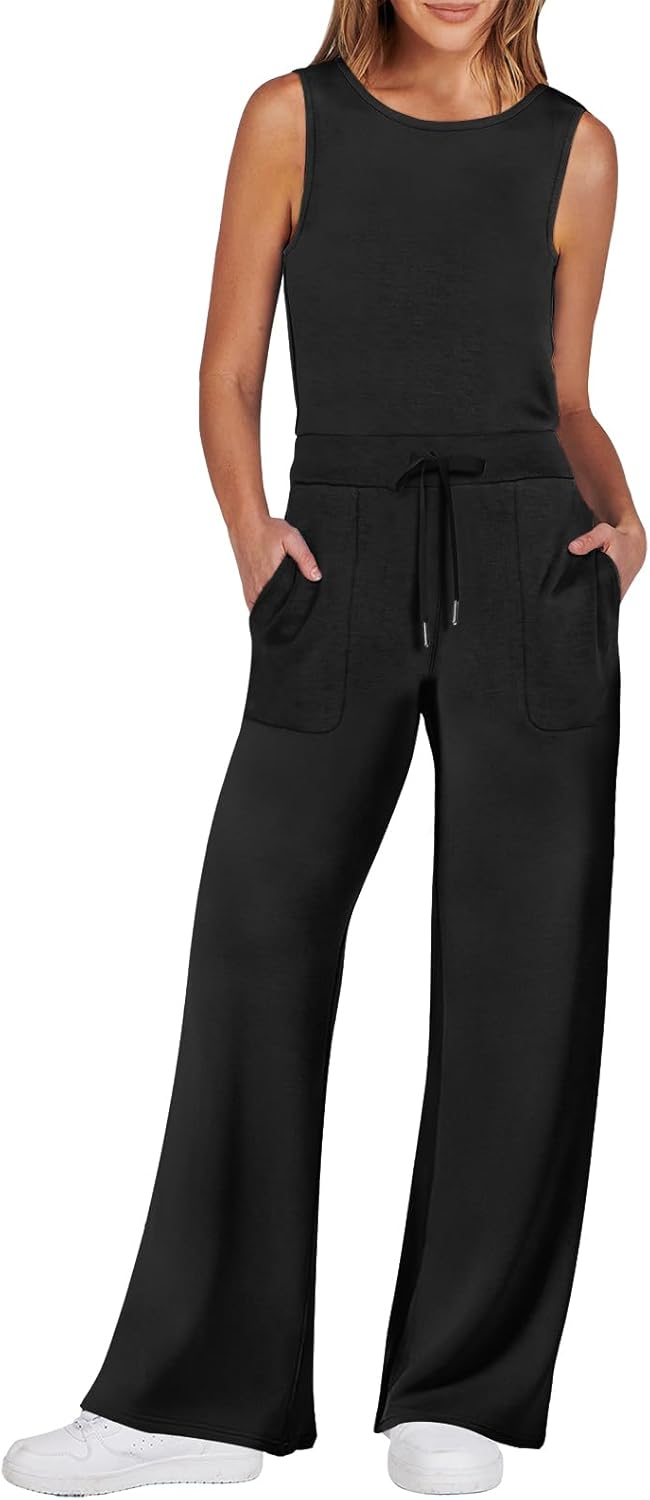Caracilia Womens Jumpsuits Air Essentials Dressy Romper Wide Leg Long Pants Jump...