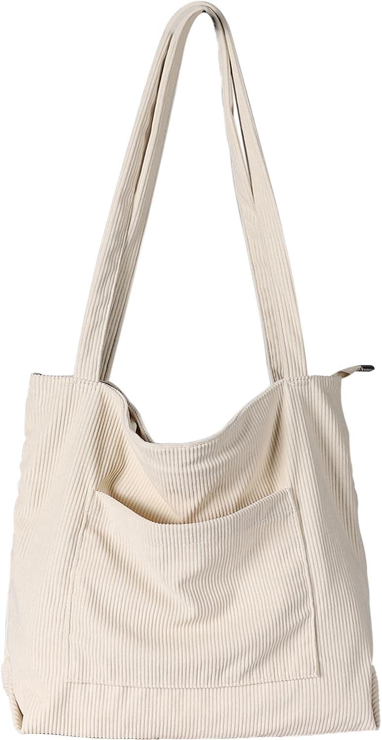 WantGor Women Corduroy Tote Bag, Large Shoulder Hobo Bags Casual Handbags Big Ca...