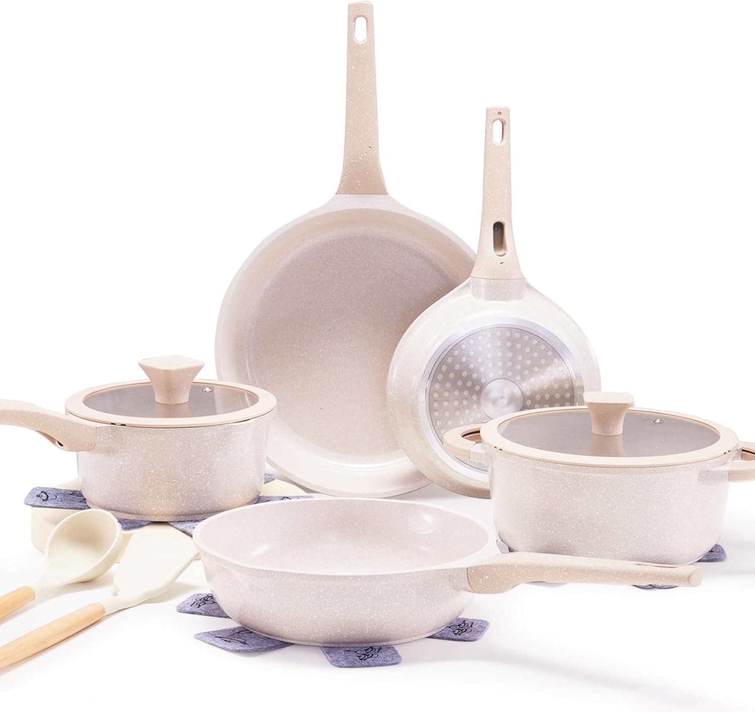 Non Stick Pots and Pans Set, Healthy Ceramic Cookware Set, 12pcs Kitchen Cooking...