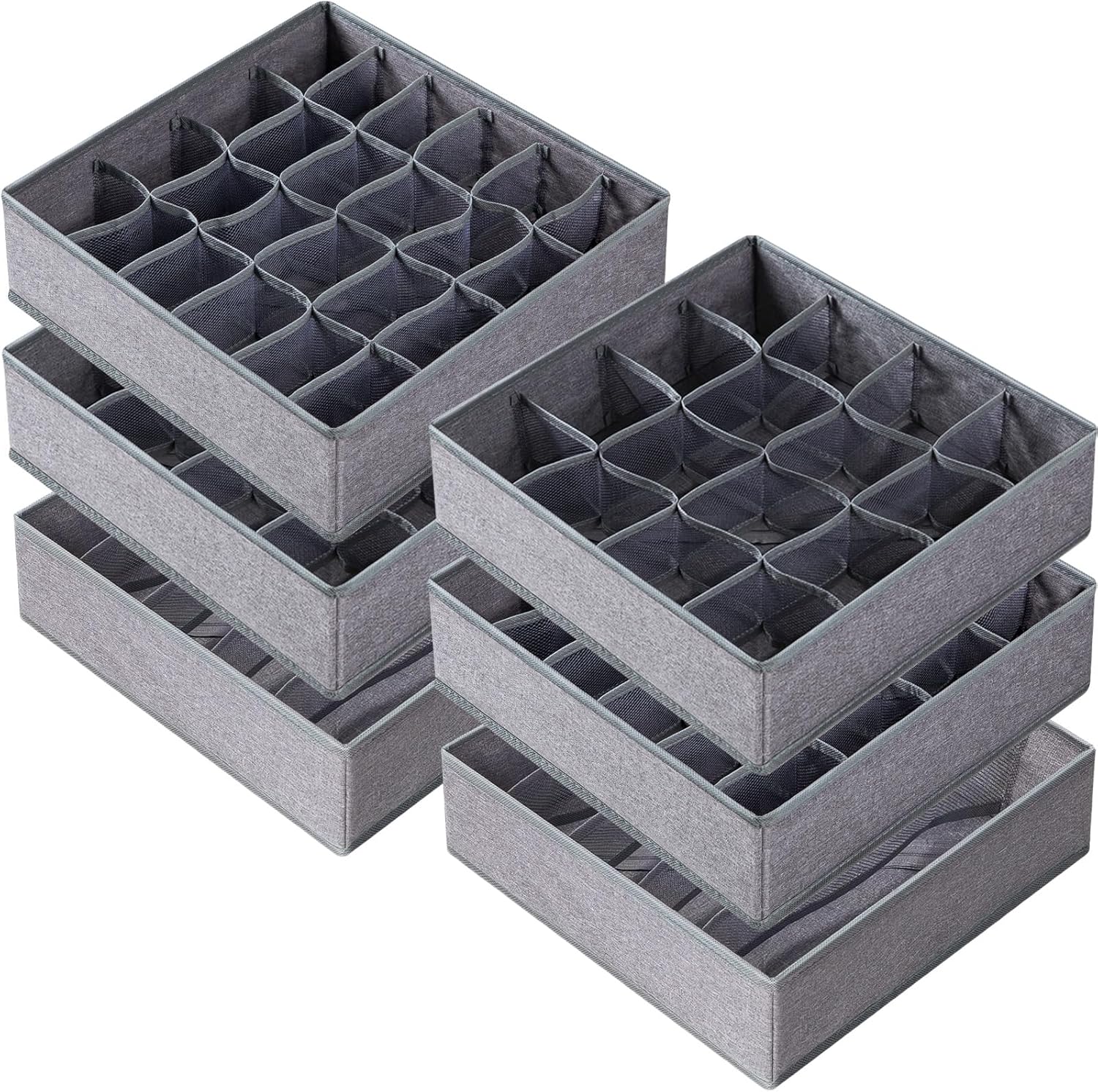 Criusia 6 Pack Large Drawer Organizer for Sock Underwear - Washable Heavy Duty F...