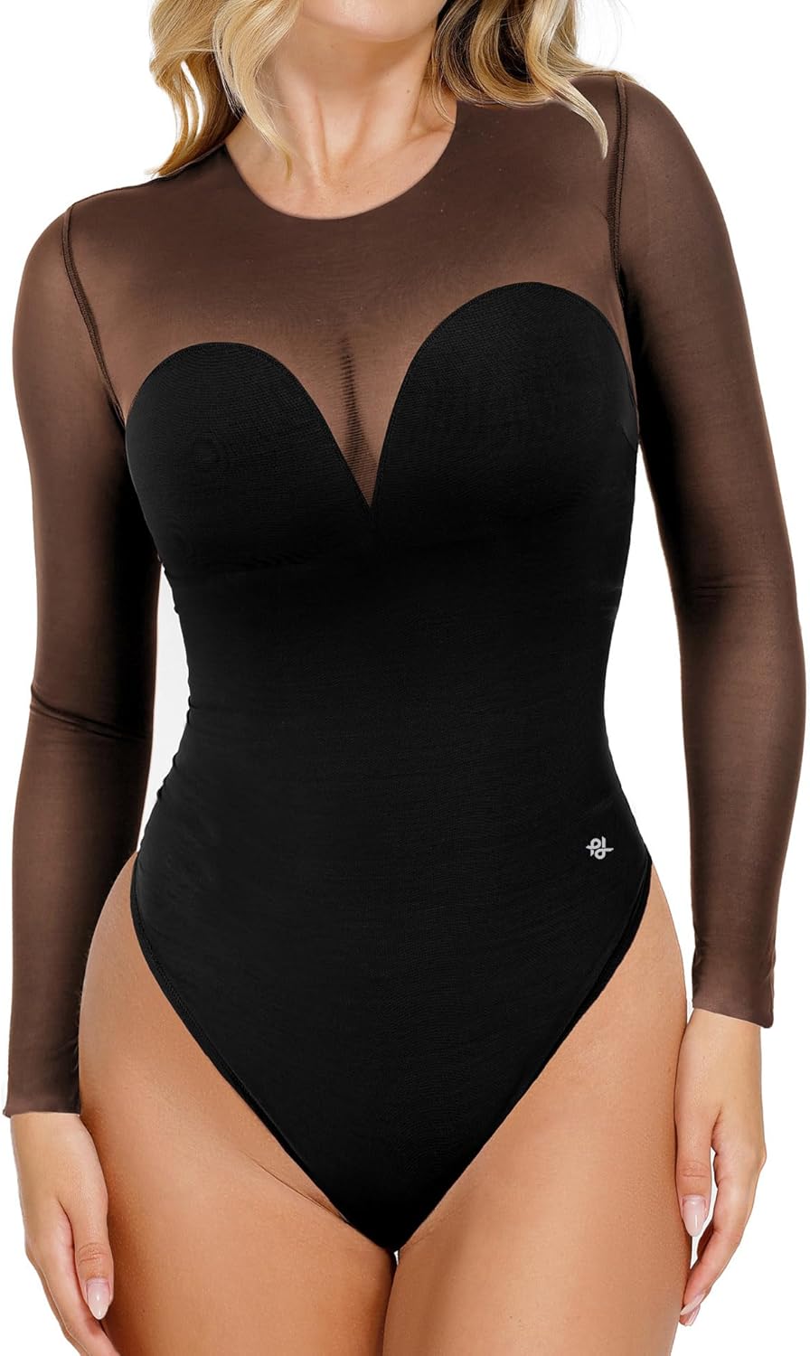 Popilush Long Sleeve Mesh Shapewear Bodysuit for Women Tummy Control Sheer Body...