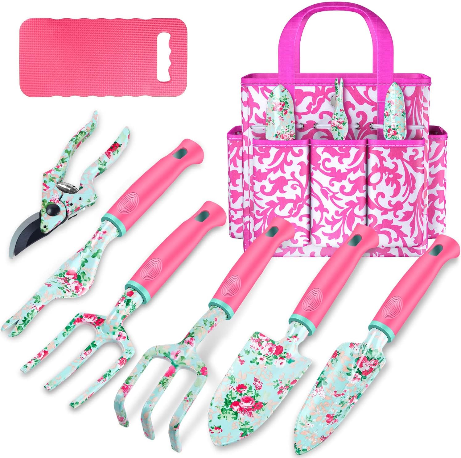 Gardening Tools, 8 Pcs Heavy Duty Floral Garden Tool Set Birthday Gifts for Wome...