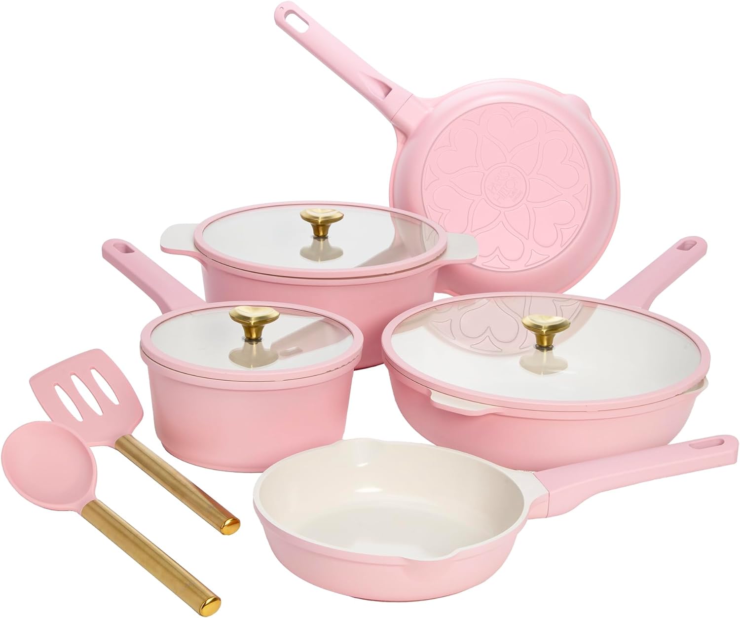 Paris Hilton Ceramic Nonstick Cookware Set, Cast A...
