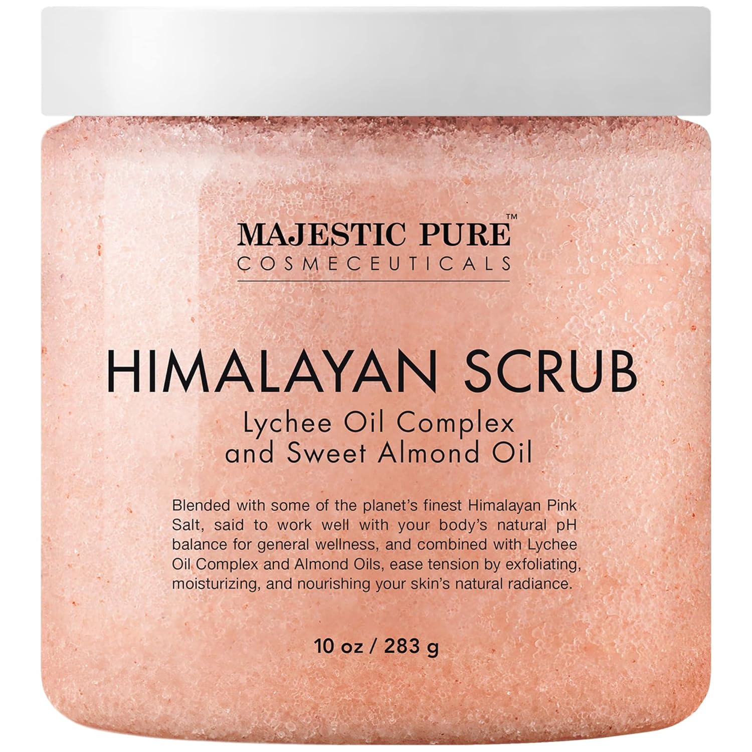 MAJESTIC PURE Himalayan Salt Body Scrub with Lychee Oil, Exfoliating Salt Scrub...