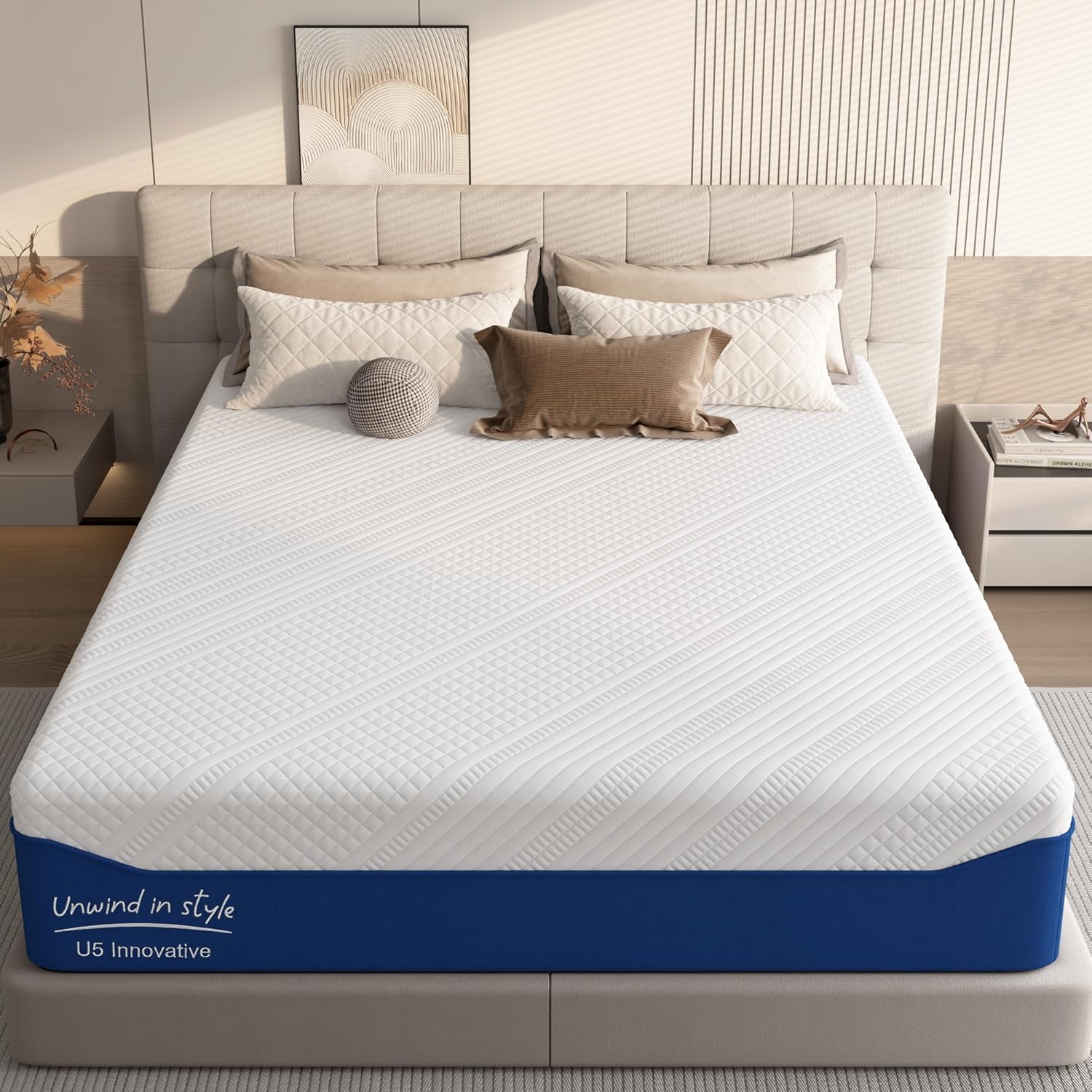 Queen Mattress, 12 Inch Green Tea Gel Memory Foam Mattress Queen, Cooling Gel In...