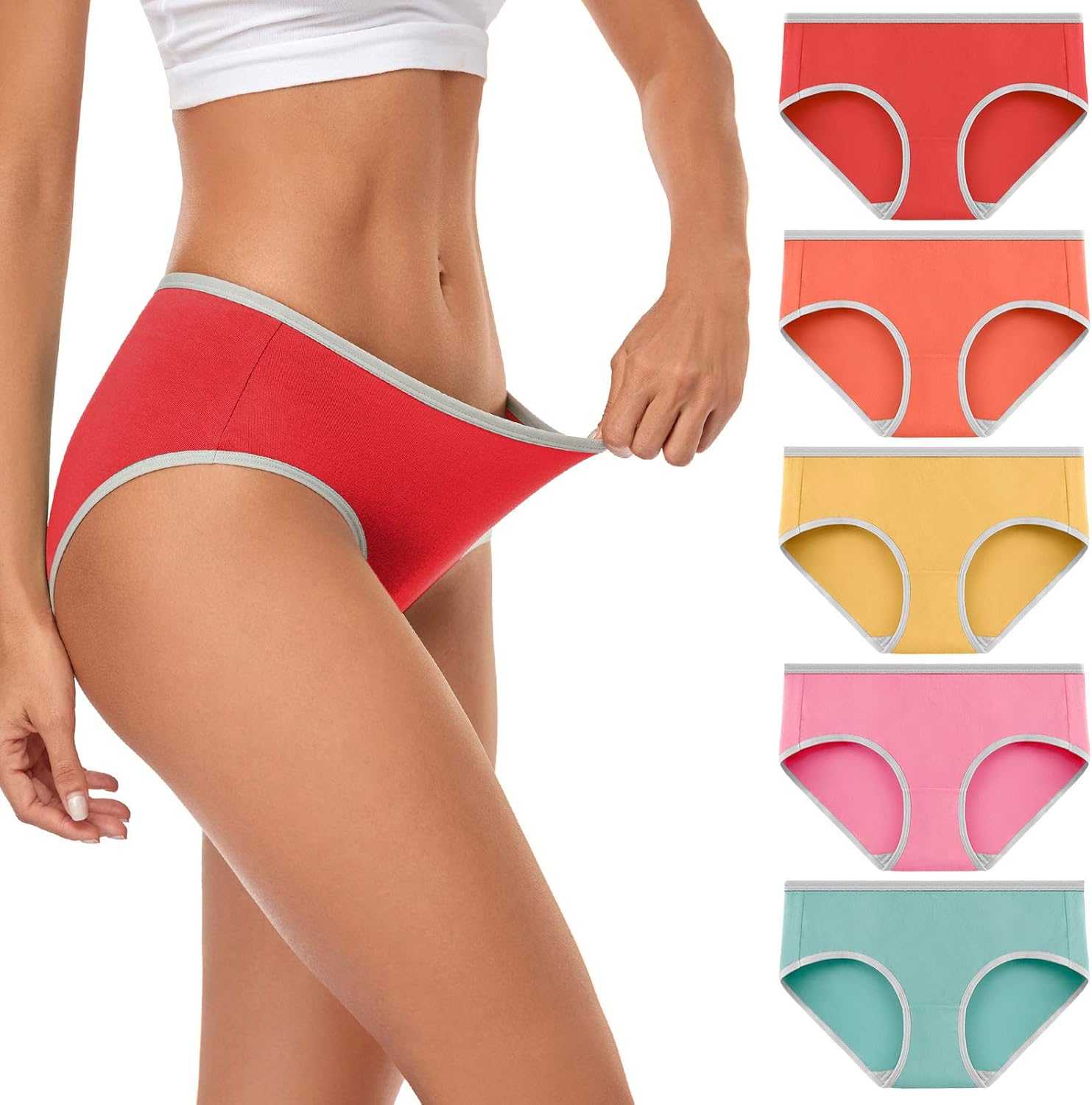 wirarpa Women's Cotton Underwear Mid Low Rise Full Briefs Breathable Ladies Regu...