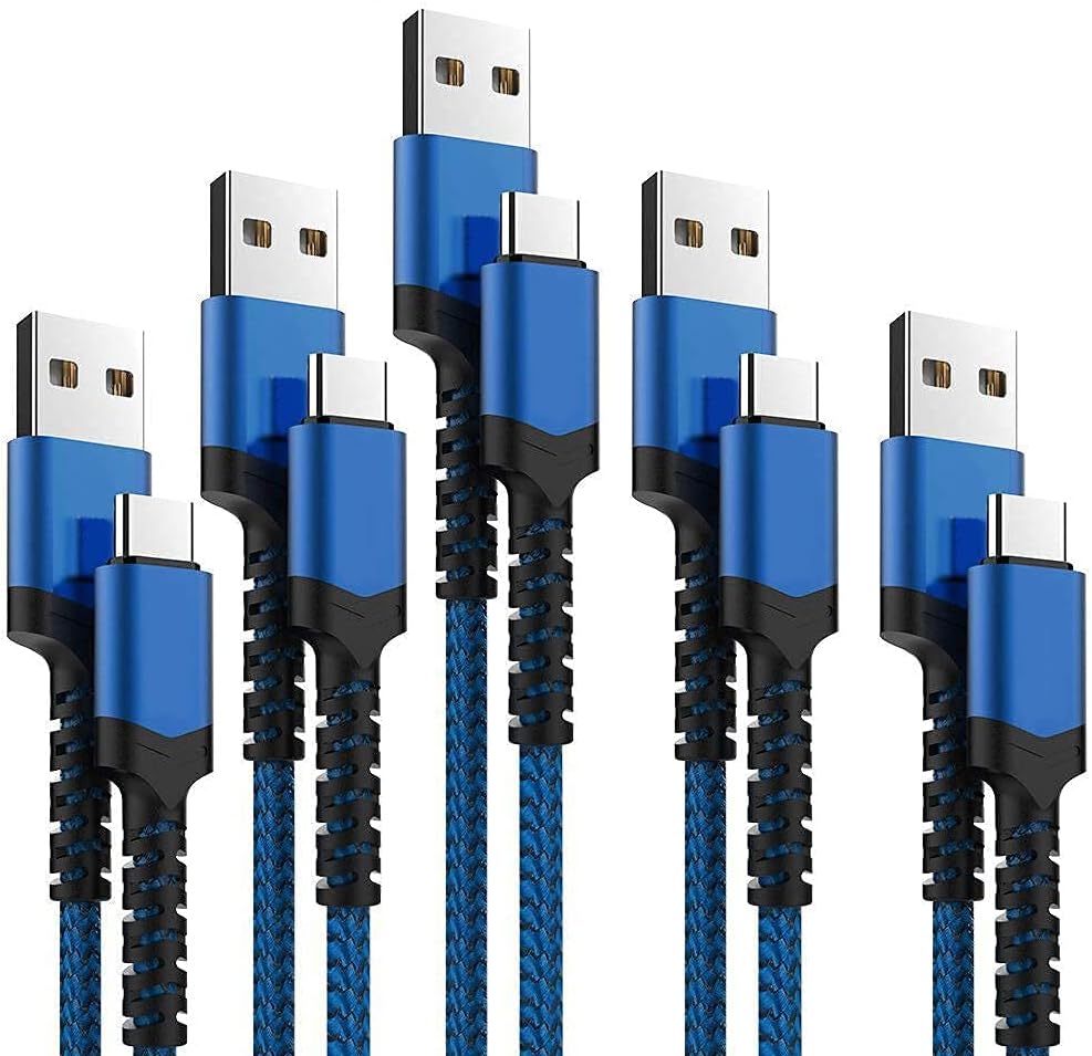 USB Type C Cable 5Pack (3/3/6/6/10FT) Nylon Braide...
